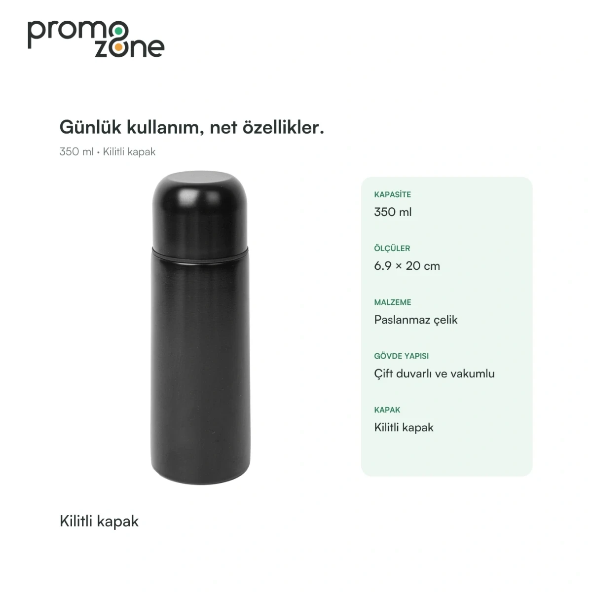 350 ml Kilitli Kapaklı Termos Bardak