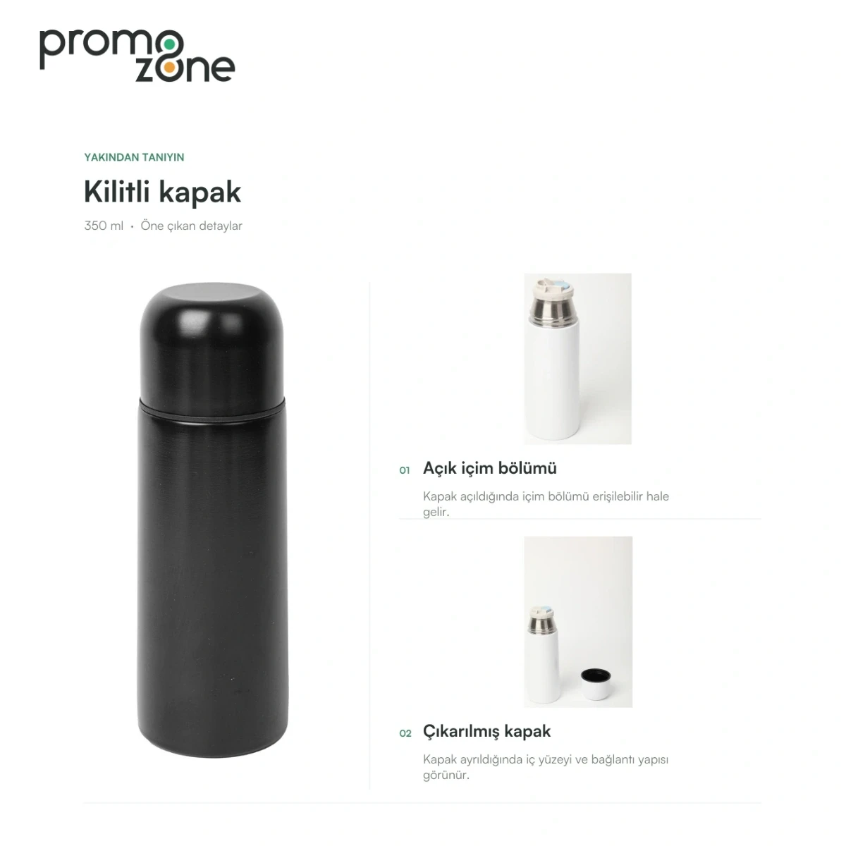 350 ml Kilitli Kapaklı Termos Bardak