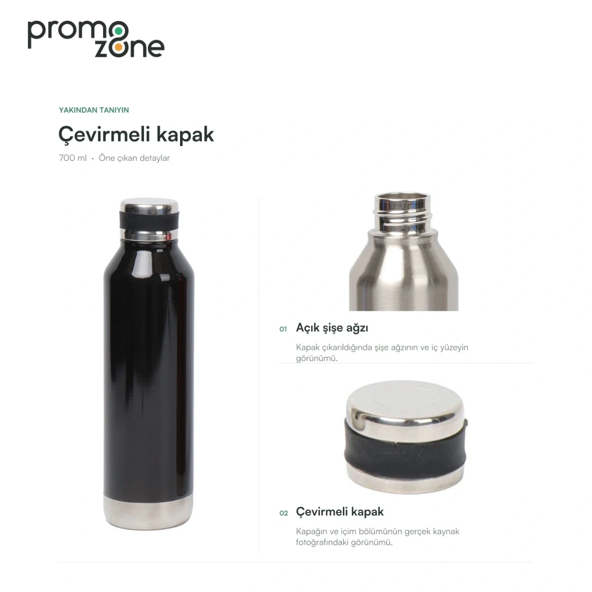 700 ml Çevirmeli Kapaklı Termos