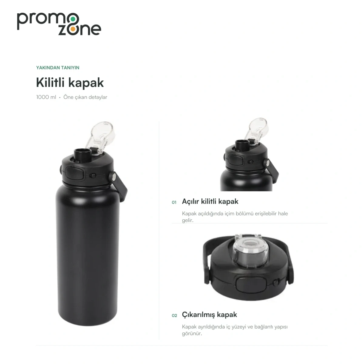 1000 ml Kilitli Kapaklı Termos