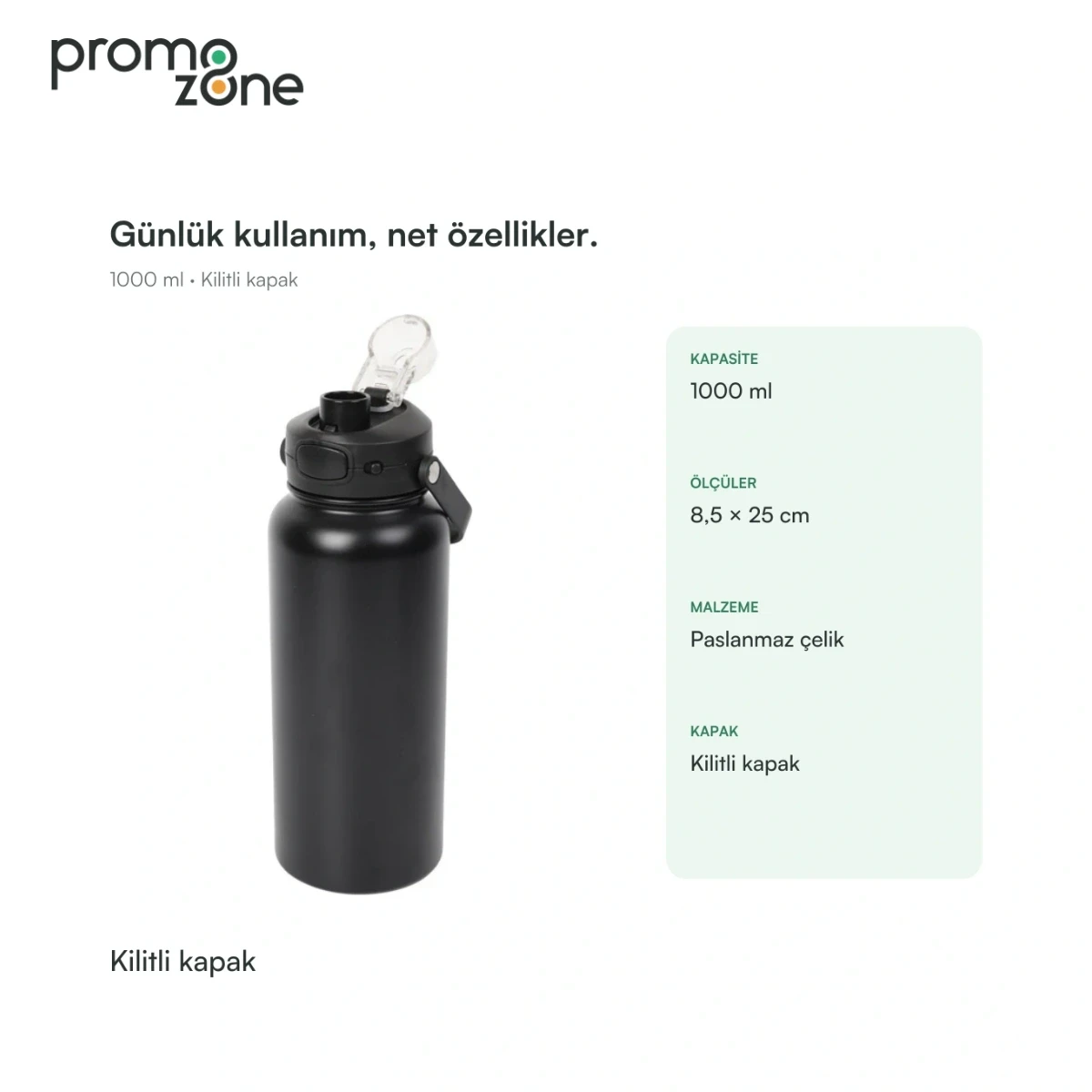 1000 ml Kilitli Kapaklı Termos