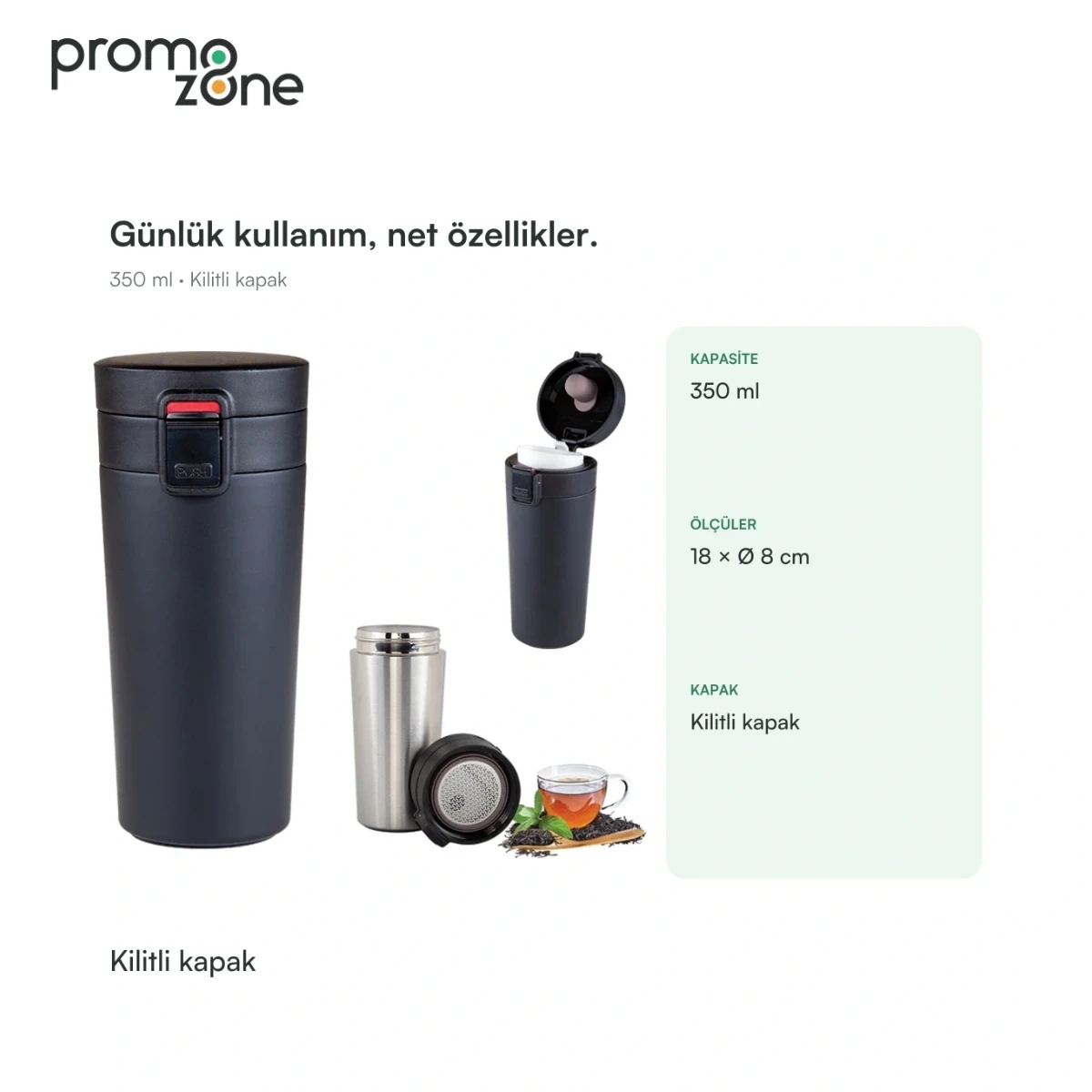 350 ml Kilitli Kapaklı Termos Bardak
