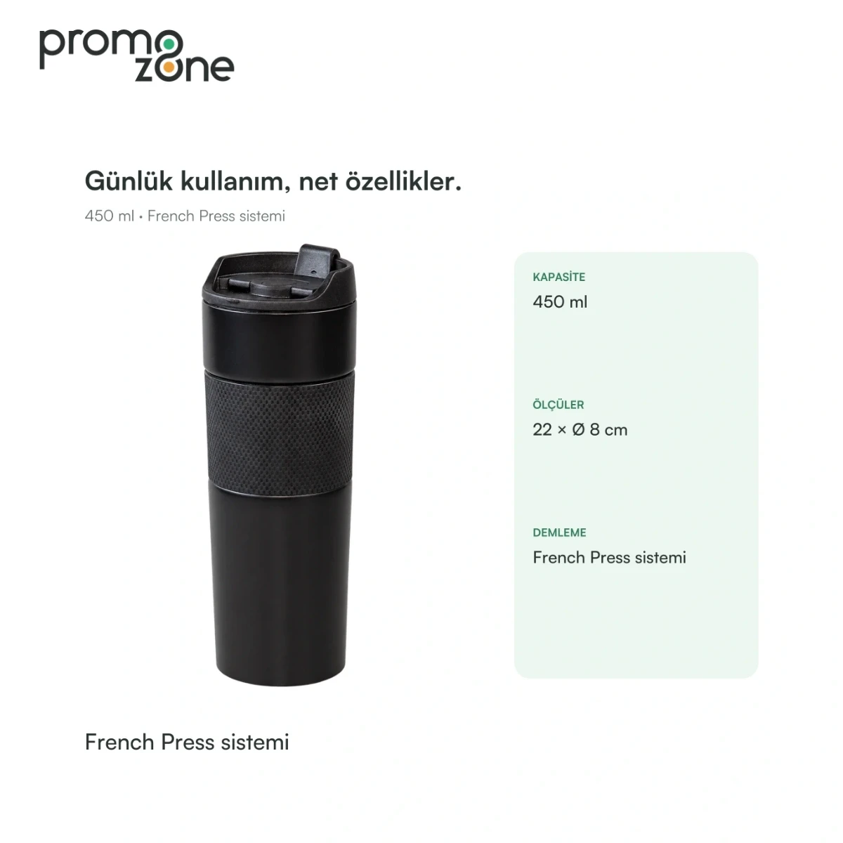 450 ml French Press Demleme Sistemli Termos
