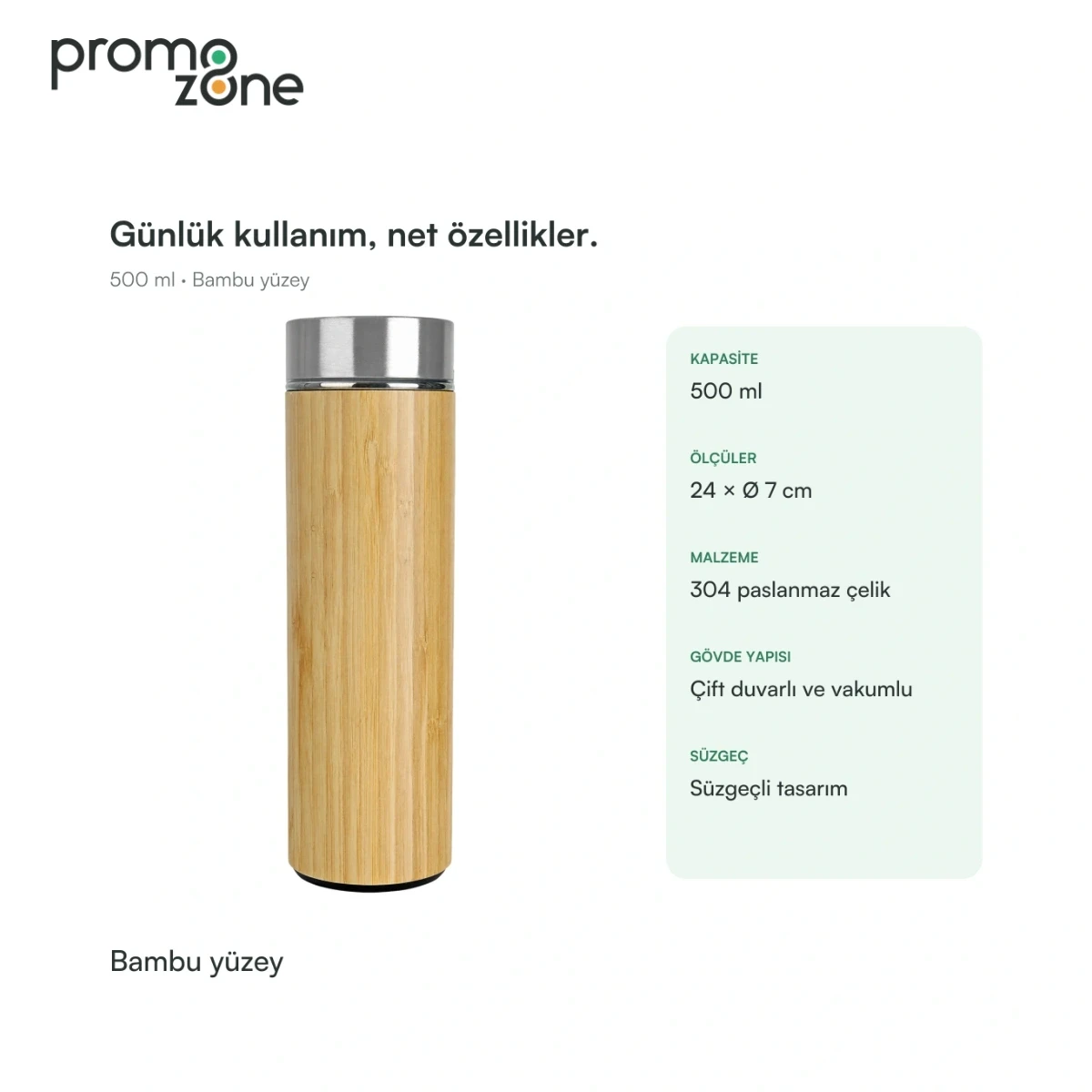500 ml Bambu Gövdeli Termos