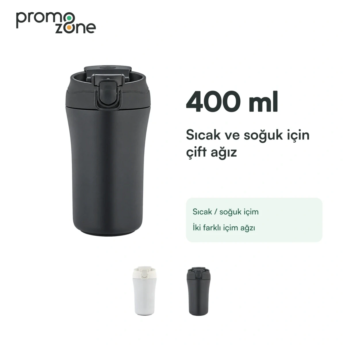 400 ml Çift Ağızlı Sıcak ve Soğuk İçimli Termos Bardak