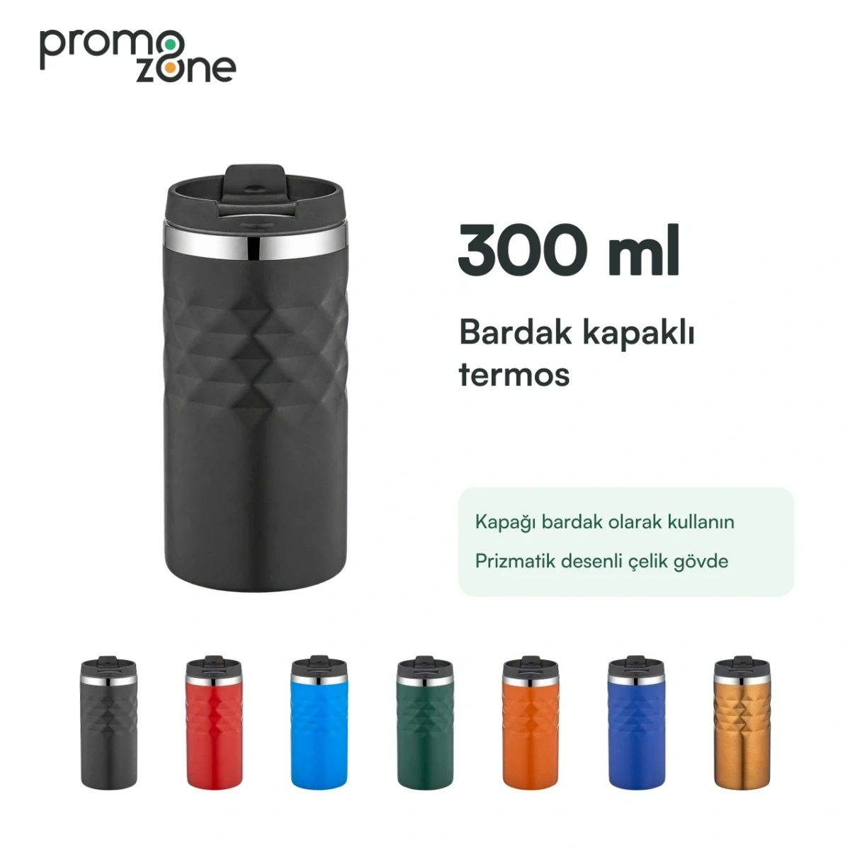 300 ml Bardak Kapaklı Prizmatik Gövdeli Termos
