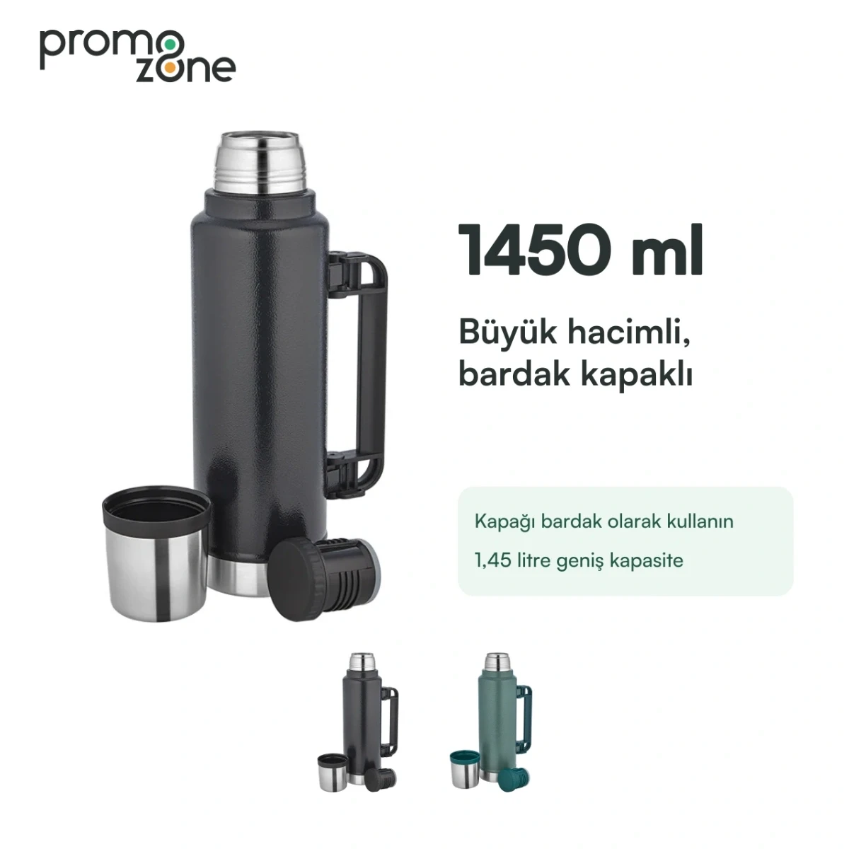 1450 ml Büyük Hacimli Bardak Kapaklı Termos