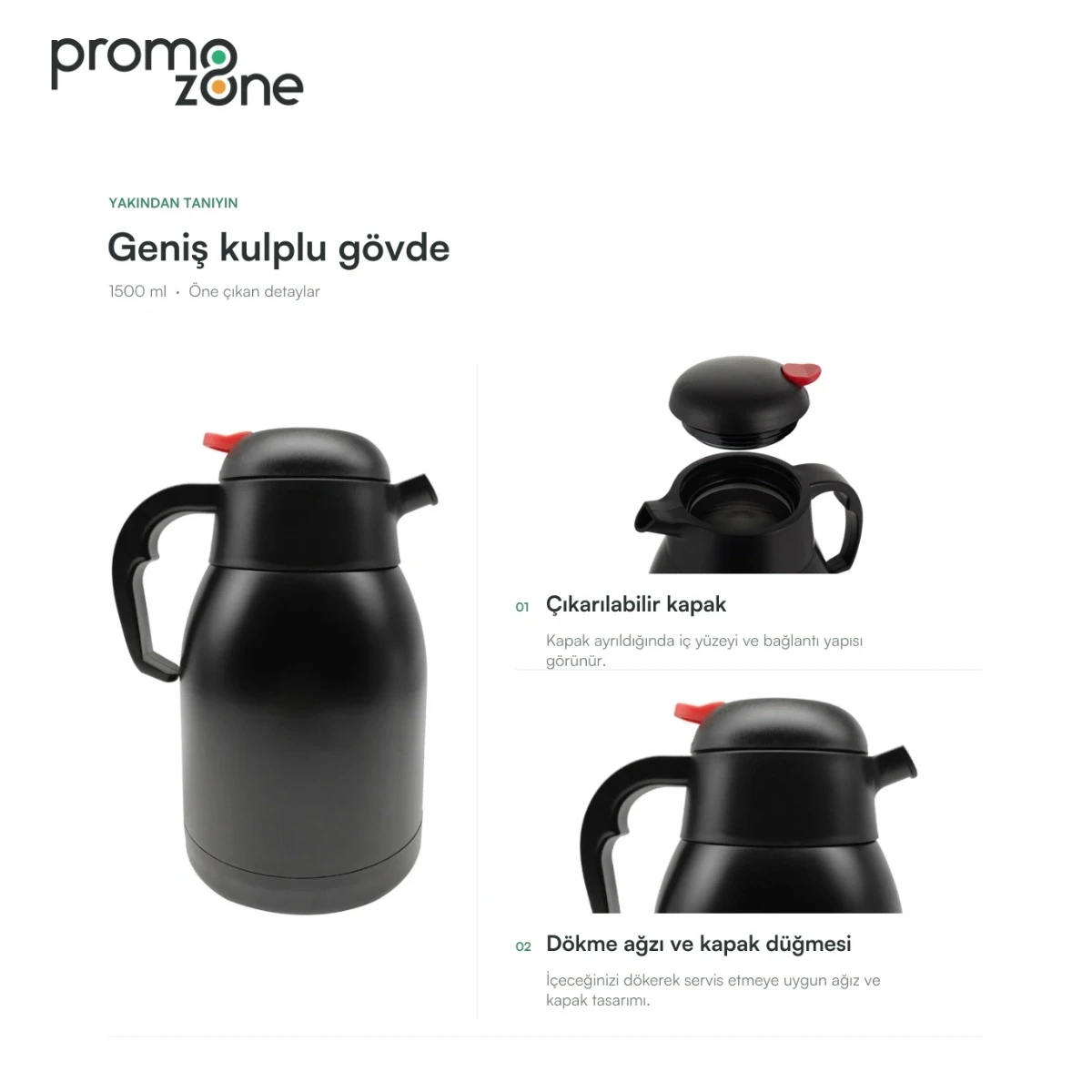 1500 ml Geniş Kulplu Termos