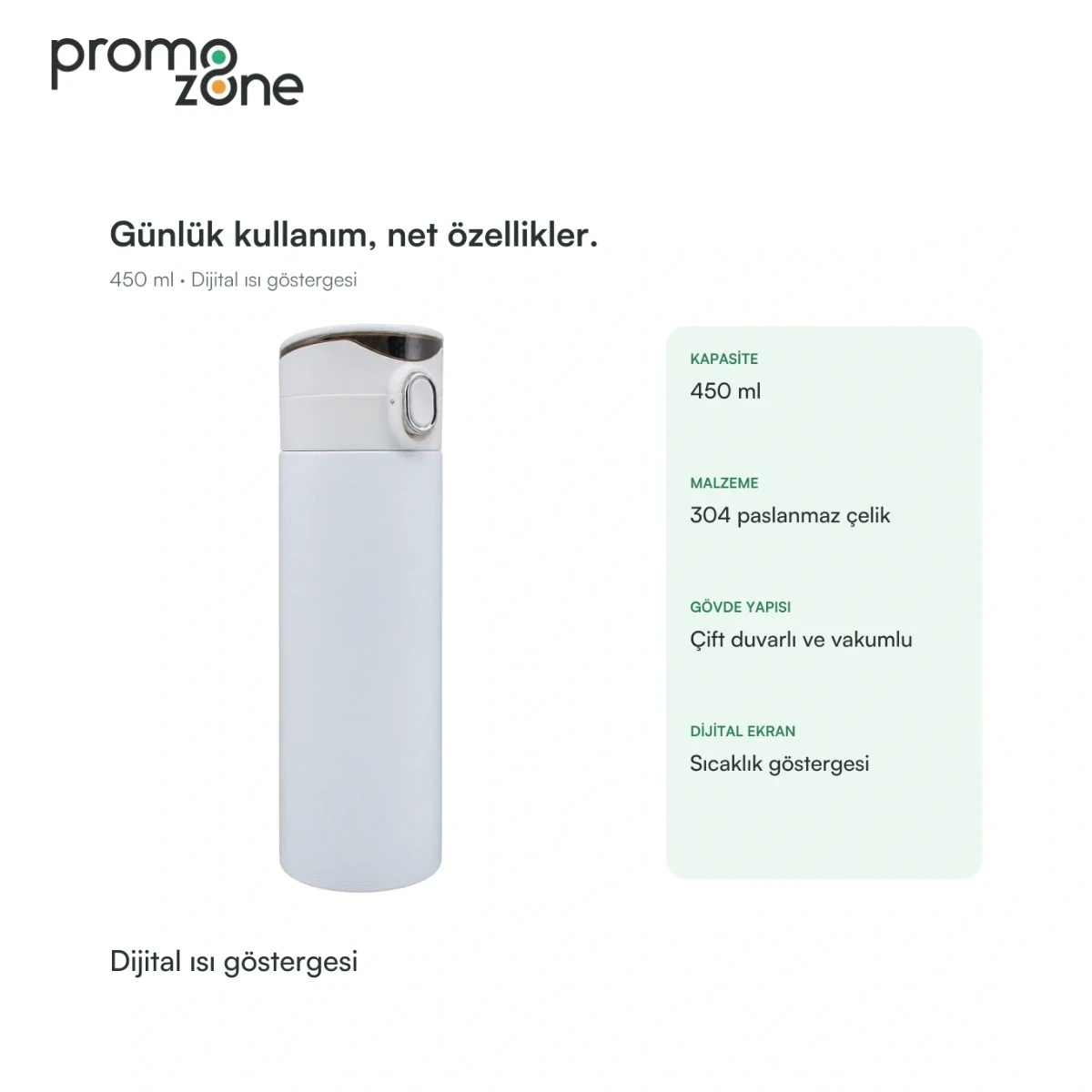 450 ml Dijital Sıcaklık Göstergeli Termos