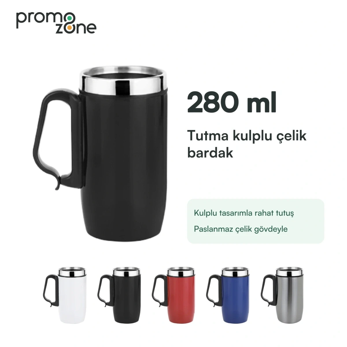 280 ml Kulplu Paslanmaz Çelik Termos Bardak