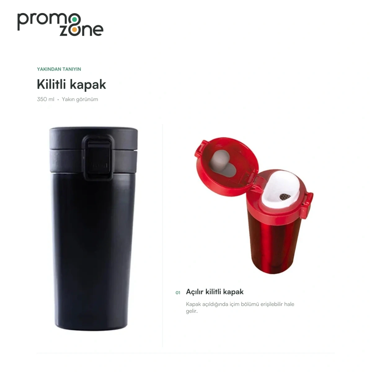 350 ml Kilitli Kapaklı Termos