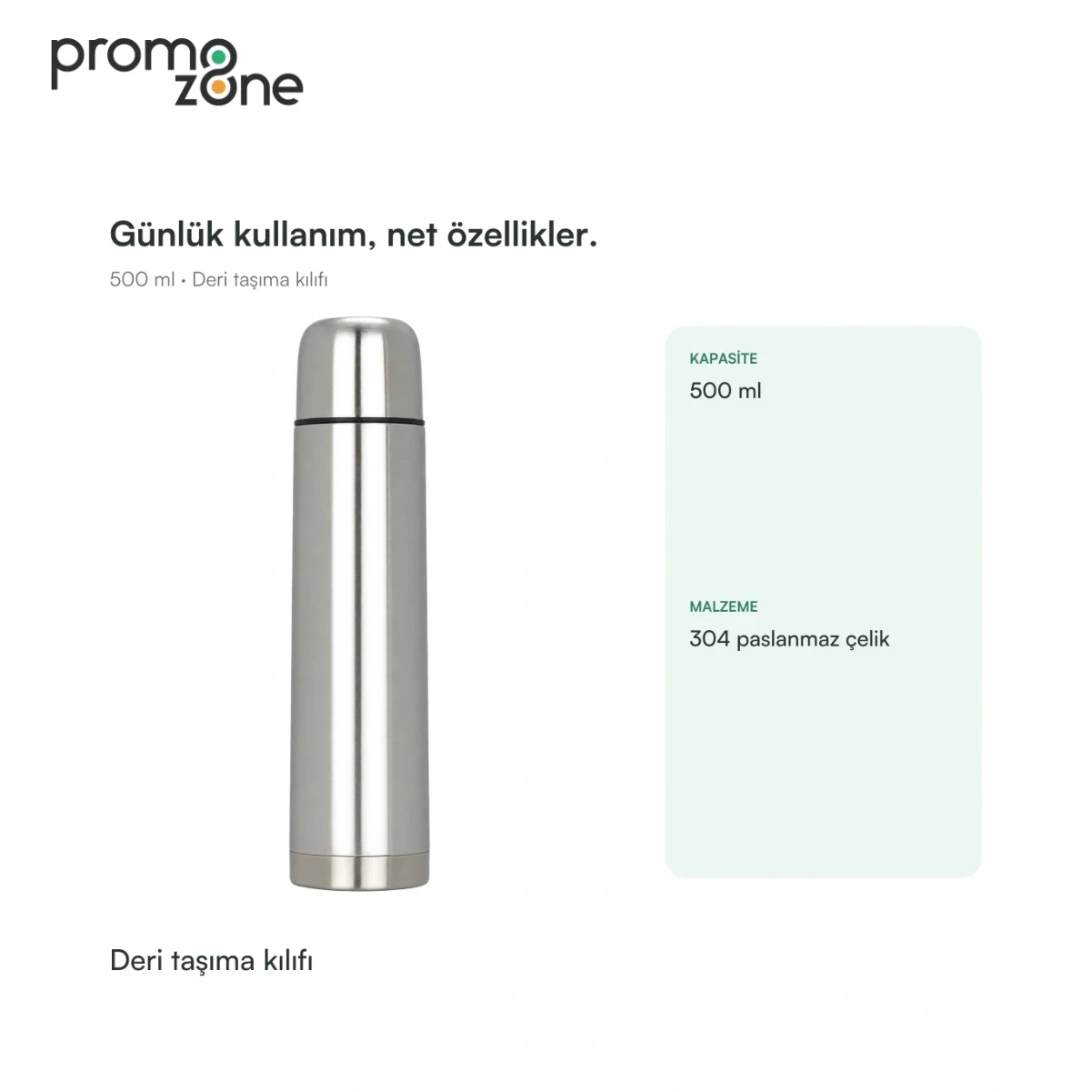 500 ml Deri Taşıma Kılıflı Termos Bardak Promozone