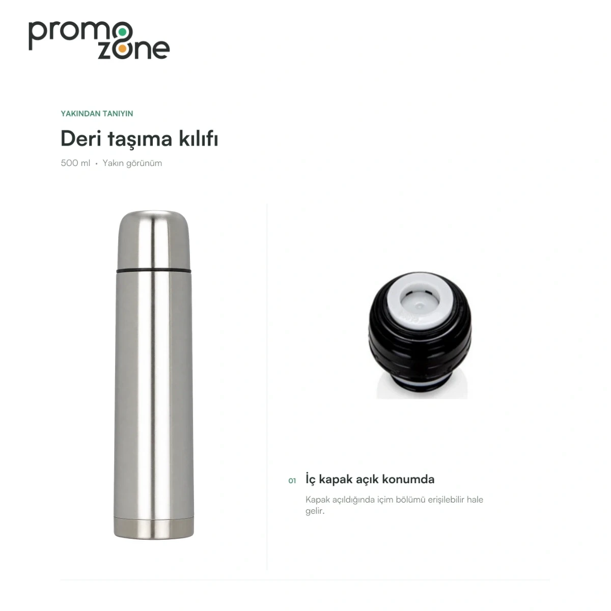 500 ml Deri Taşıma Kılıflı Termos Bardak Promozone