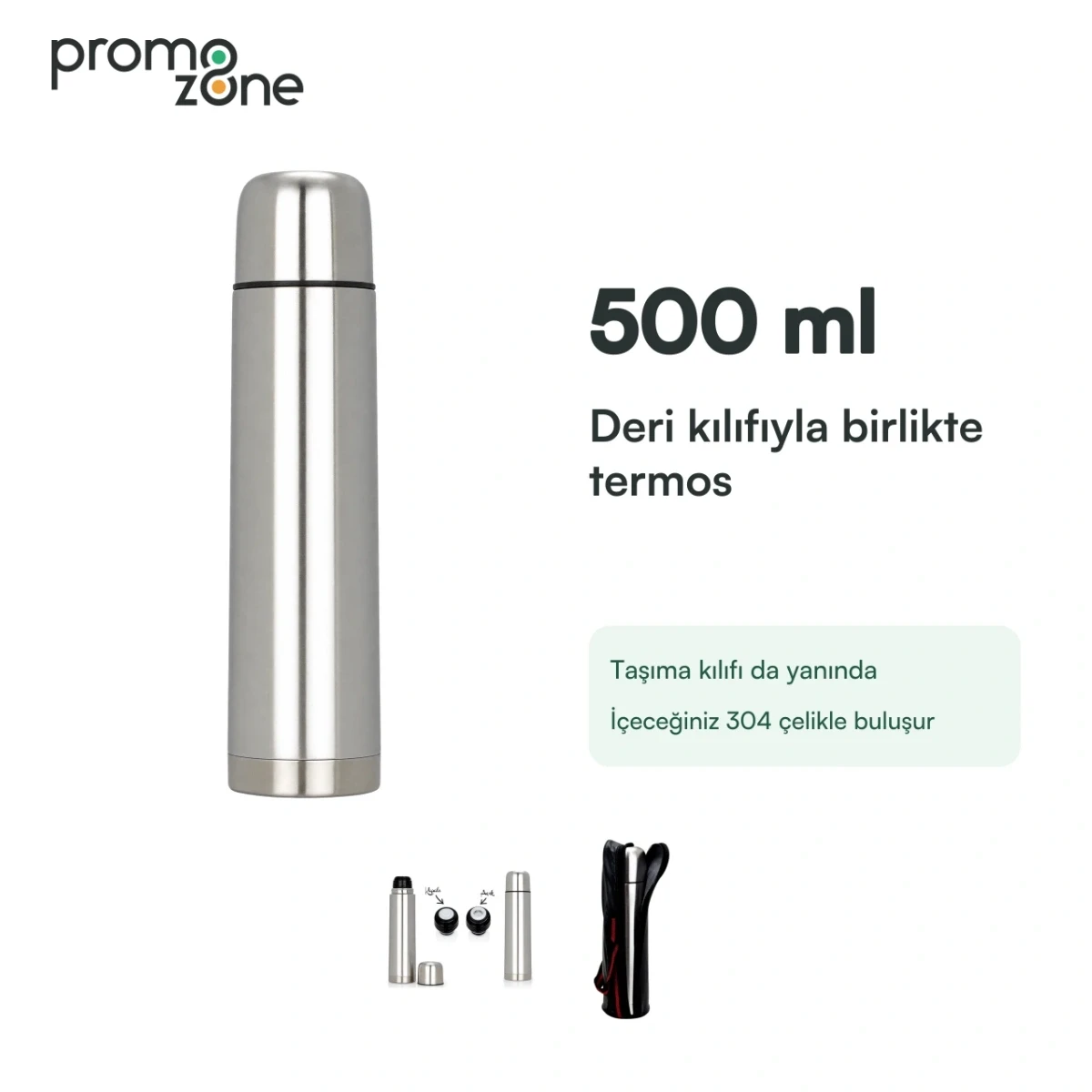 500 ml Deri Taşıma Kılıflı Termos Bardak Promozone