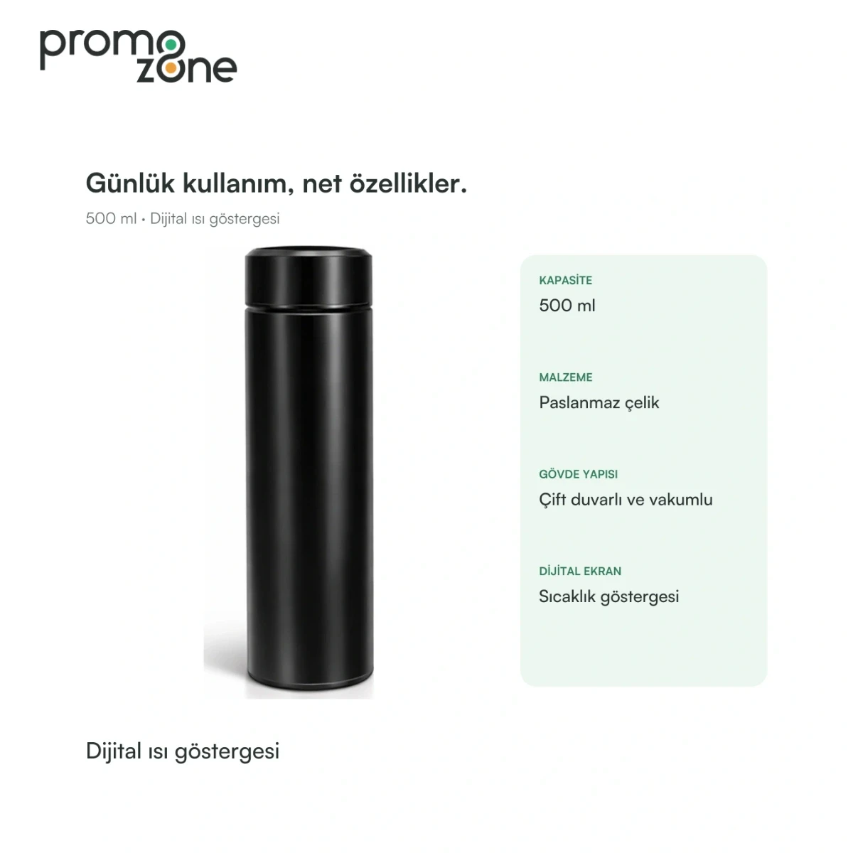 500 ml Dijital Sıcaklık Göstergeli Termos