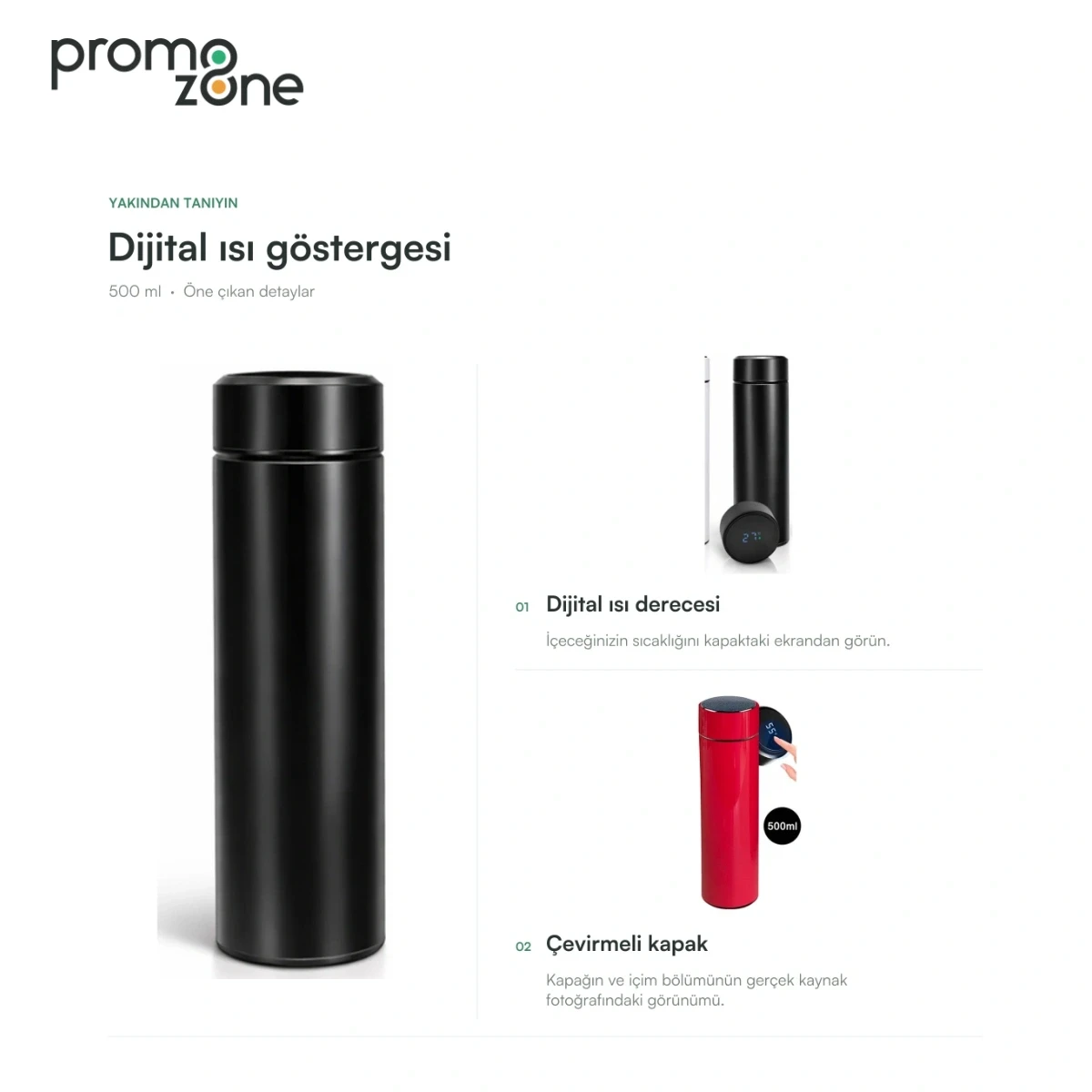 500 ml Dijital Sıcaklık Göstergeli Termos