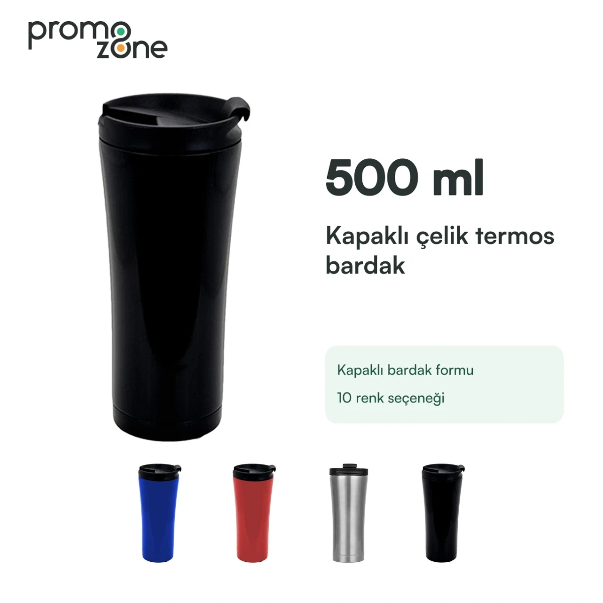 500 ml Kapaklı Paslanmaz Çelik Termos Bardak