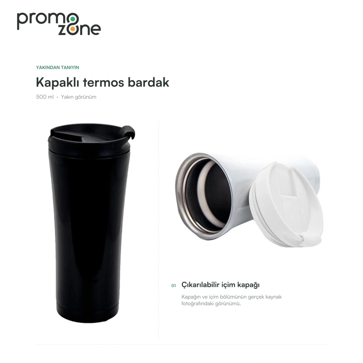 500 ml Kapaklı Paslanmaz Çelik Termos Bardak