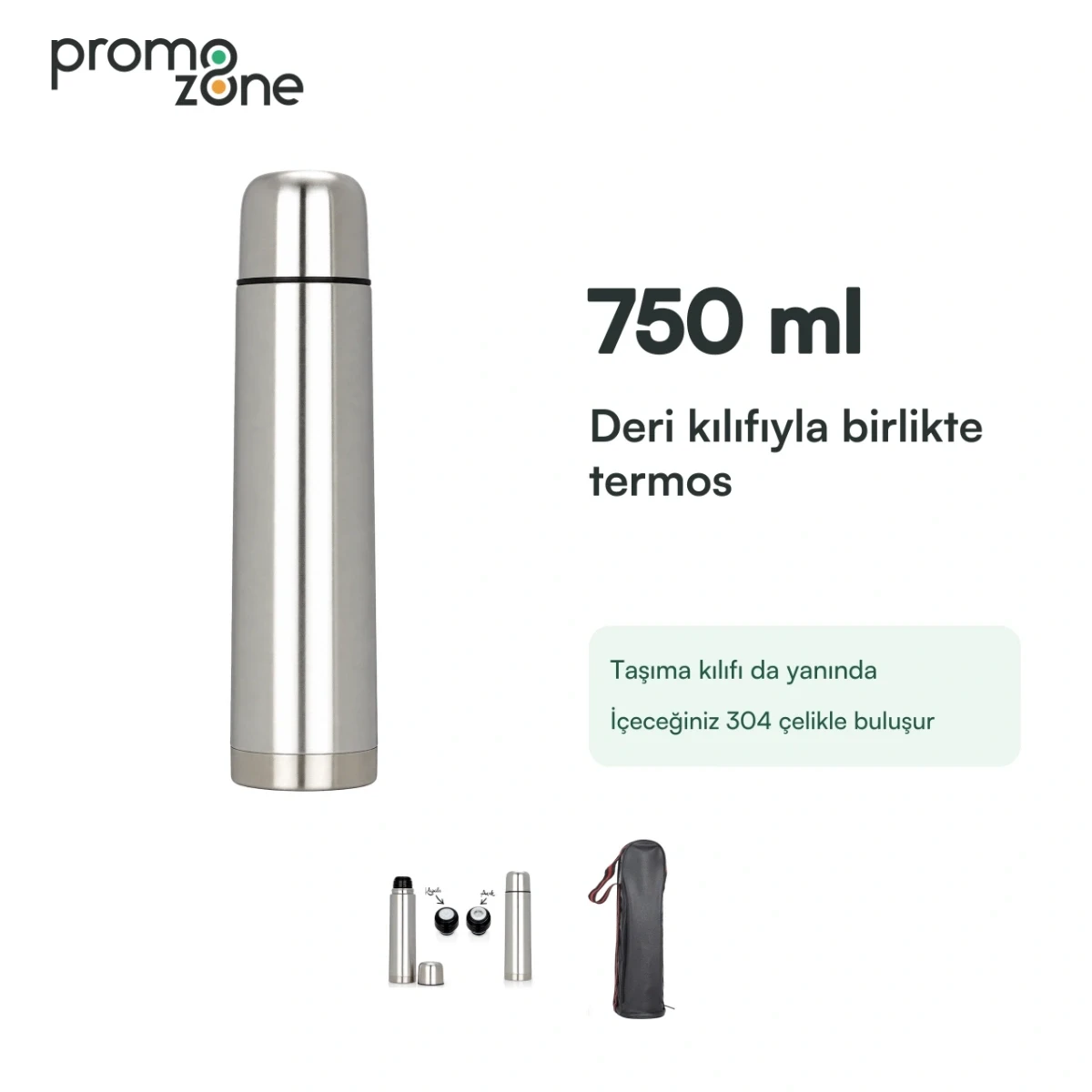 750 ml Deri Taşıma Kılıflı Termos Bardak Promozone