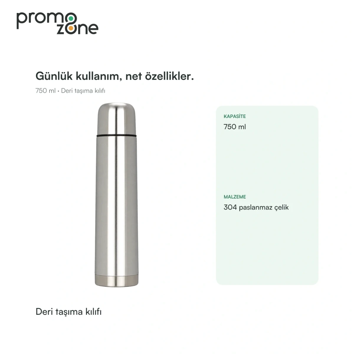 750 ml Deri Taşıma Kılıflı Termos Bardak Promozone