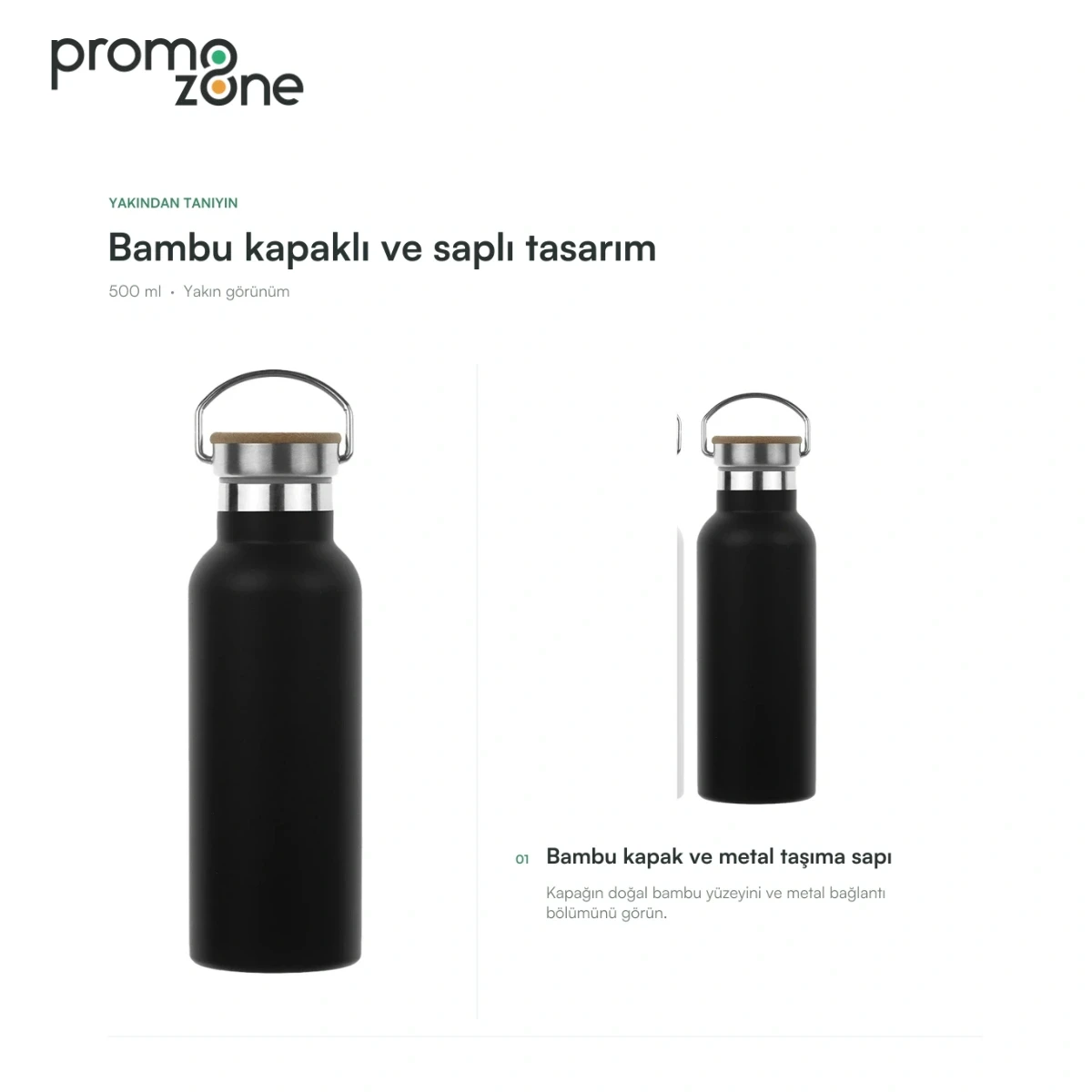 500 ml Bambu Kapaklı ve Saplı Termos
