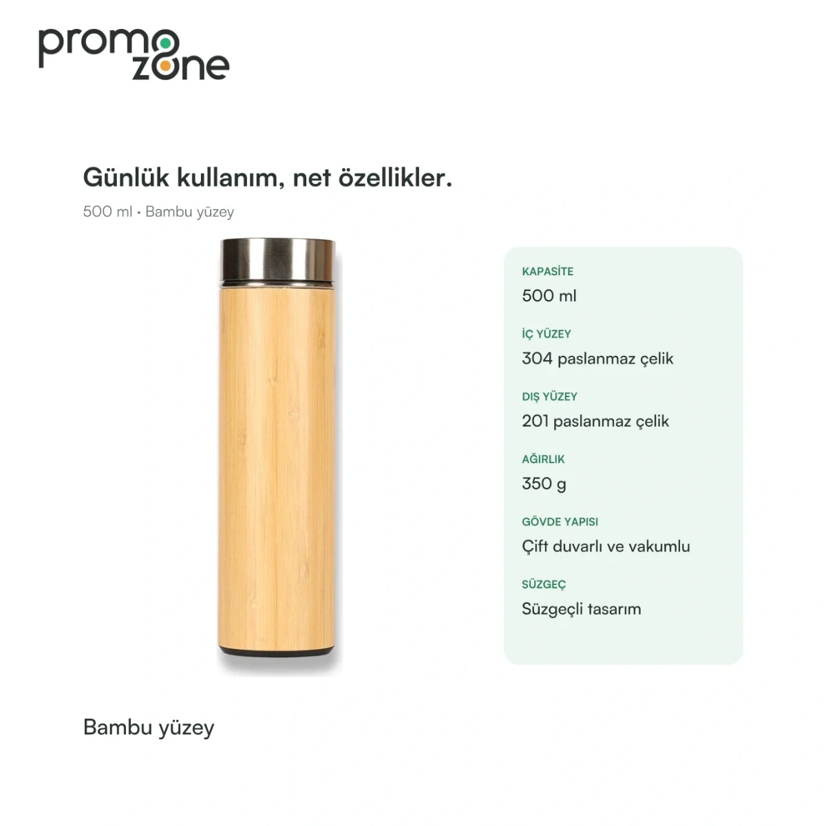 500 ml Bambu Gövdeli Termos