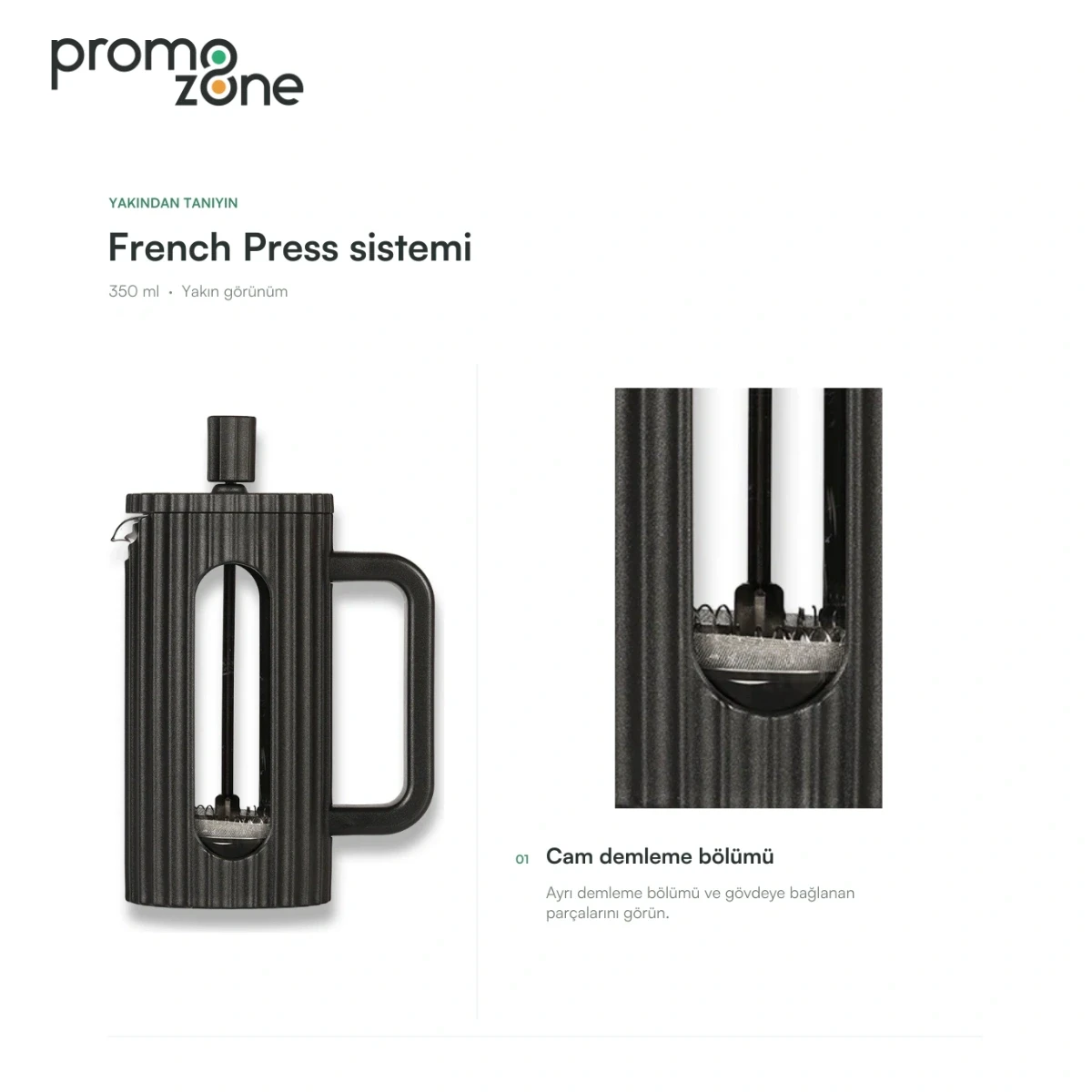 350 ml French Press Demleme Sistemli Termos Promozone