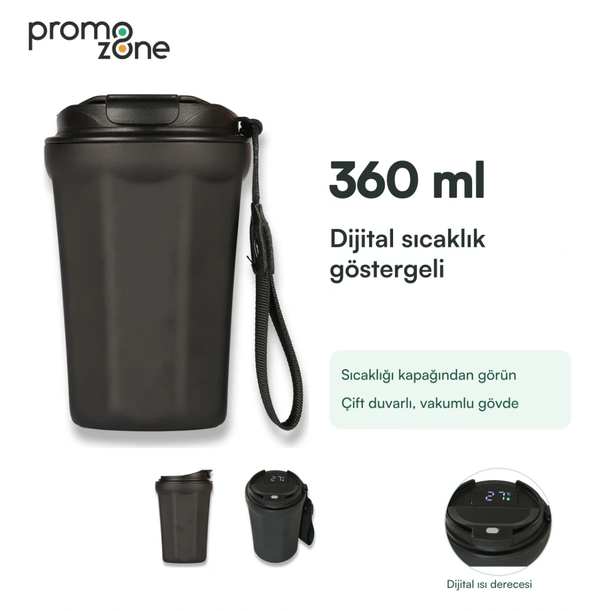 360 ml Dijital Sıcaklık Göstergeli Termos Bardak