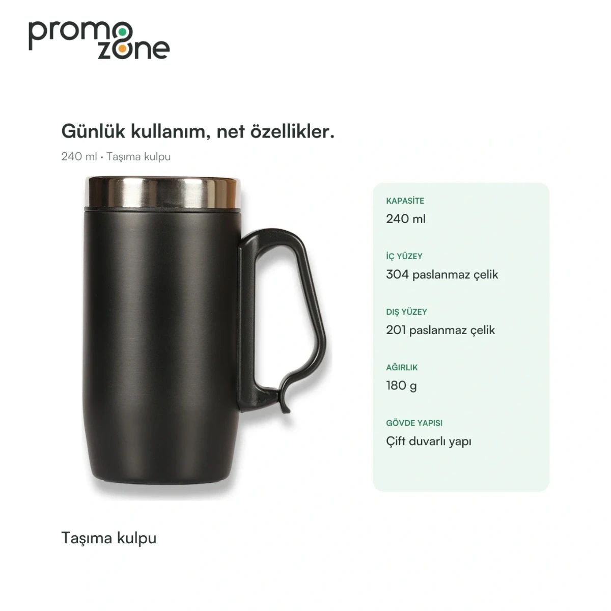 240 ml Taşıma Kulplu Termos Bardak