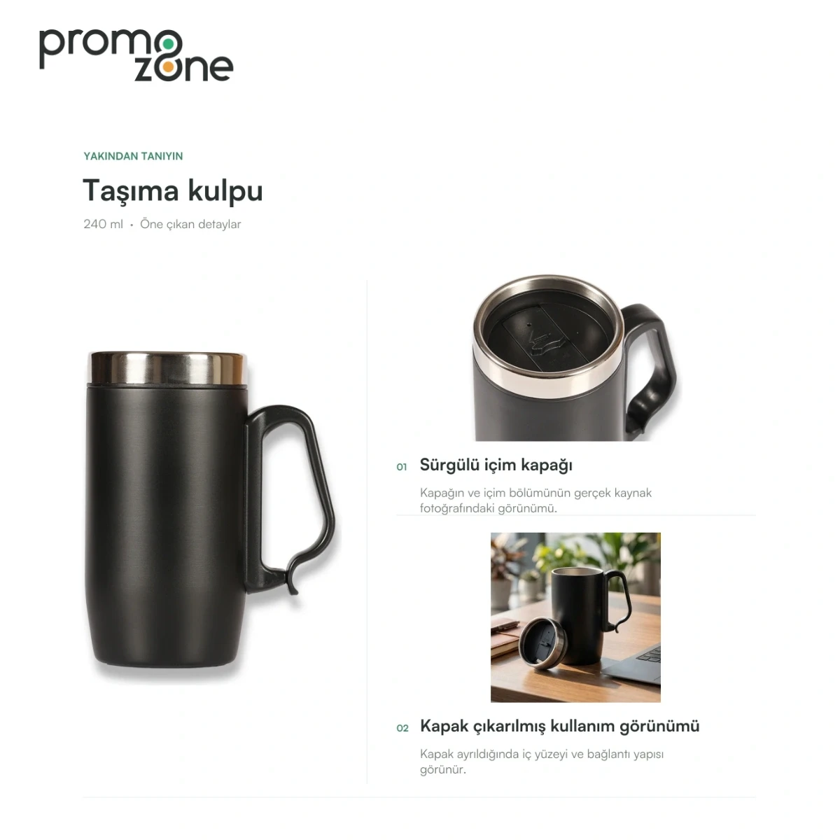 240 ml Taşıma Kulplu Termos Bardak