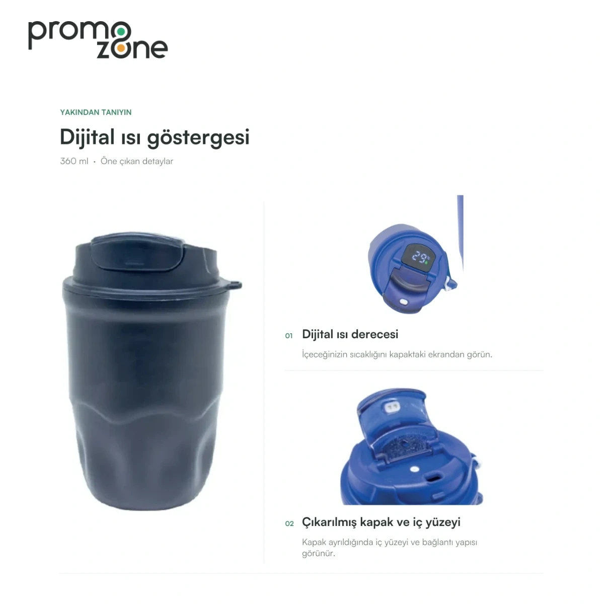 360 ml Dijital Sıcaklık Göstergeli Termos Bardak
