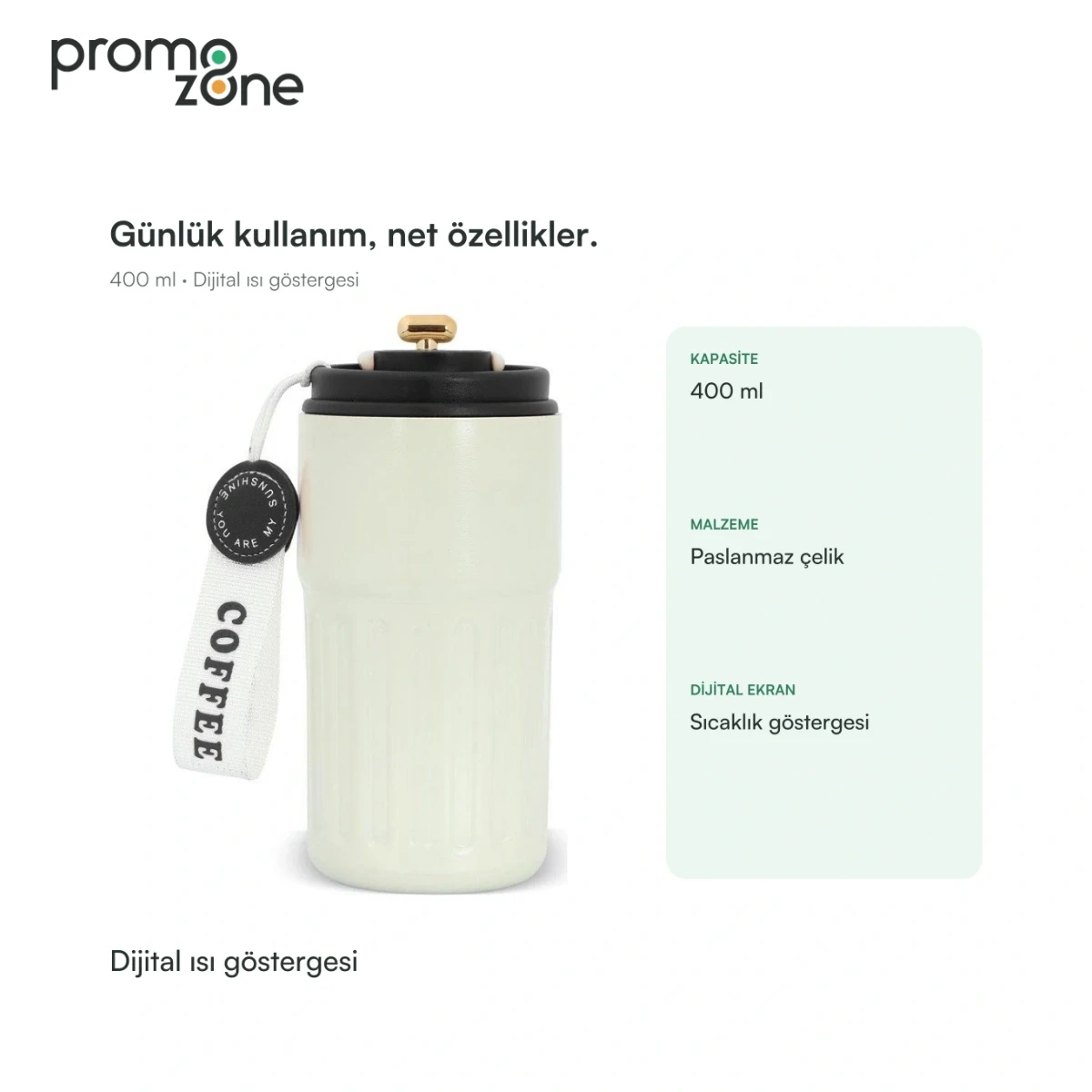 400 ml Dijital Sıcaklık Göstergeli Termos