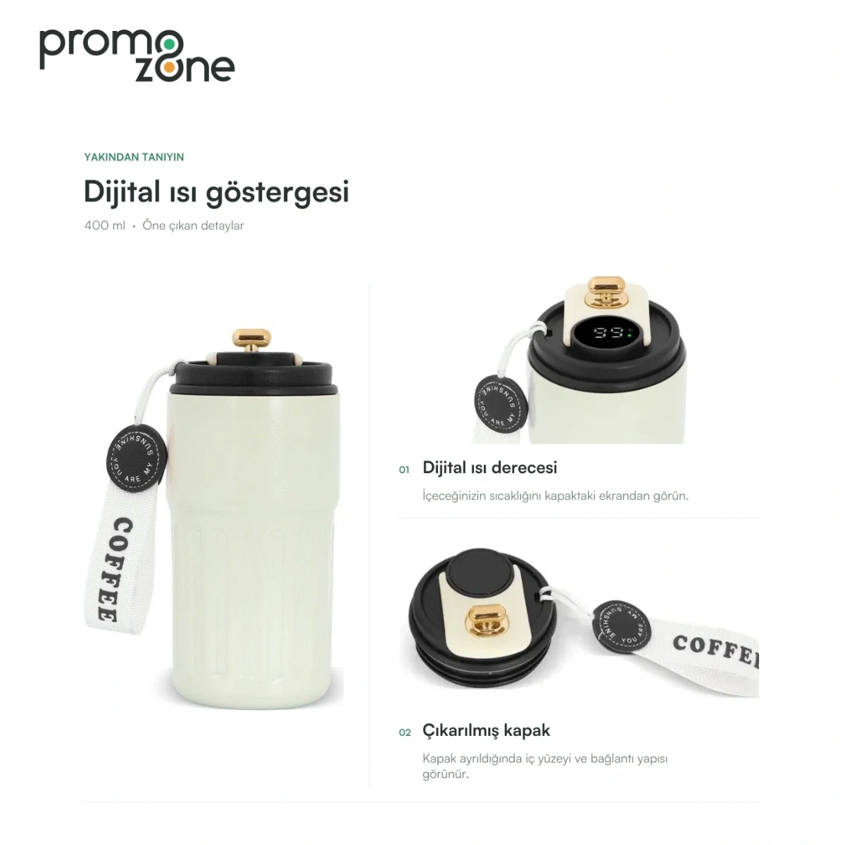 400 ml Dijital Sıcaklık Göstergeli Termos