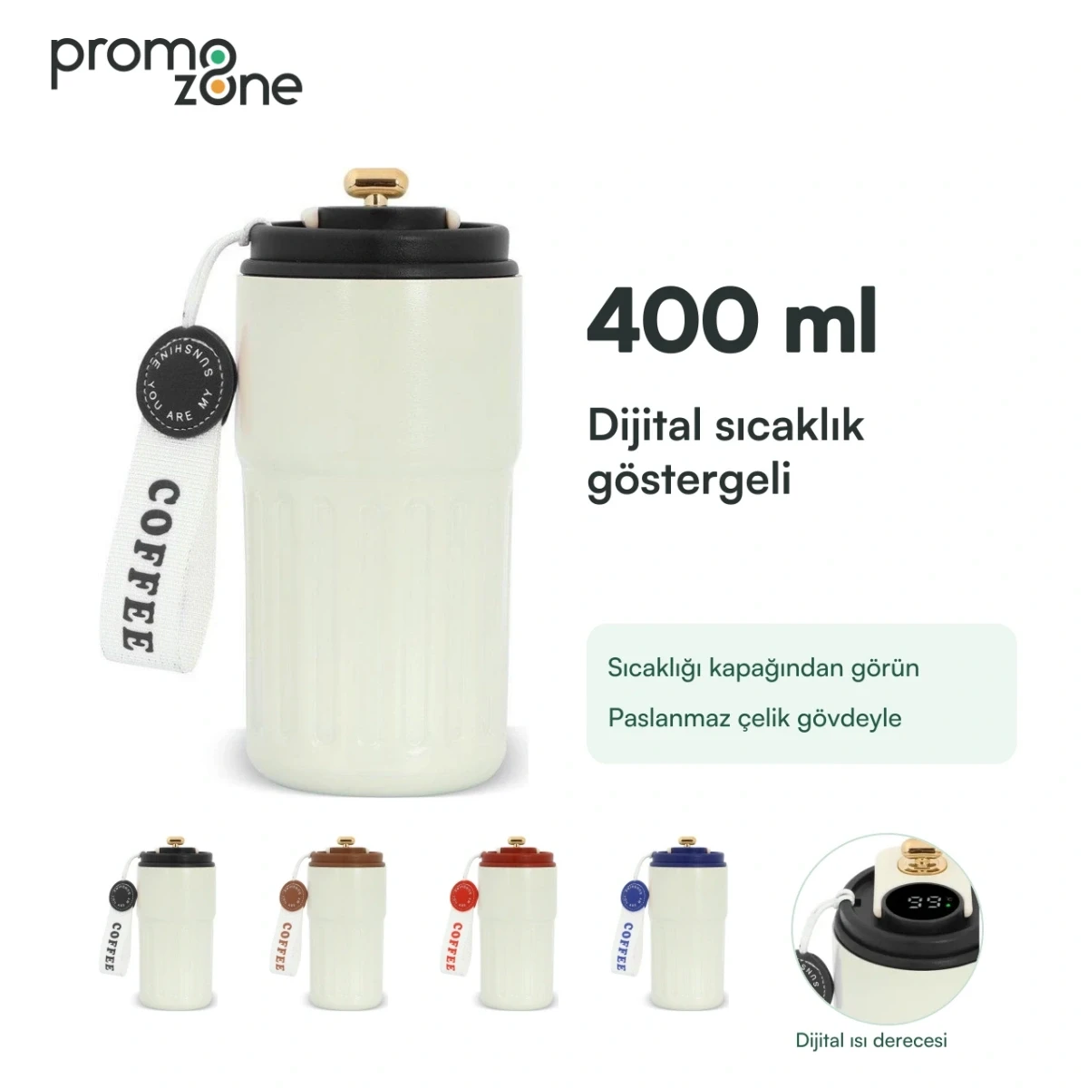 400 ml Dijital Sıcaklık Göstergeli Termos
