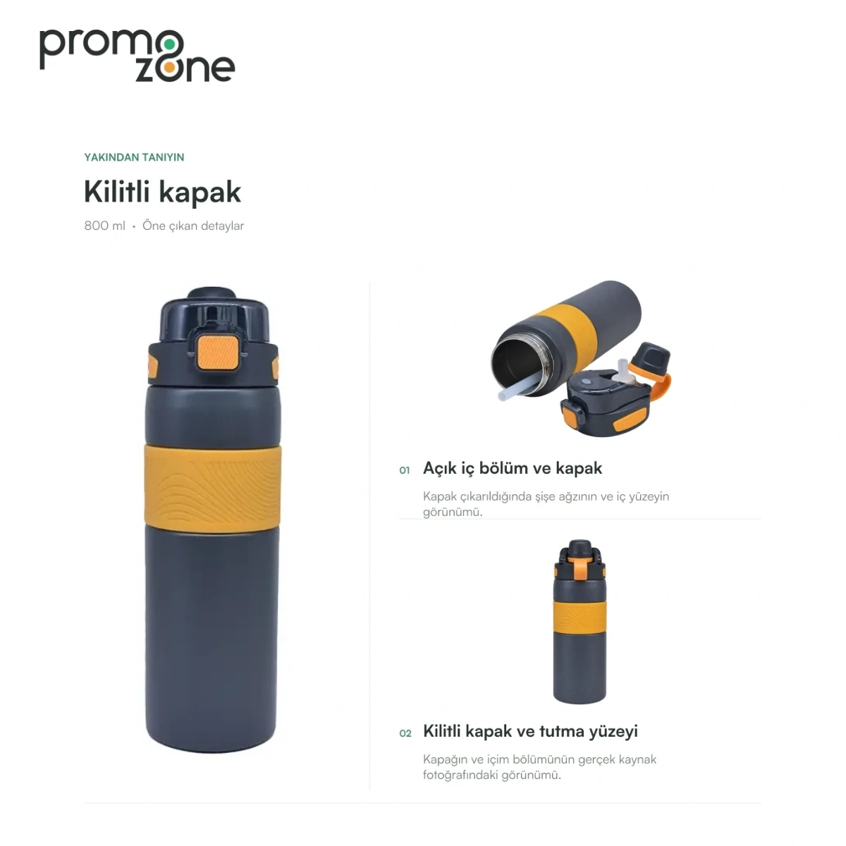 800 ml Kilitli Kapaklı Termos