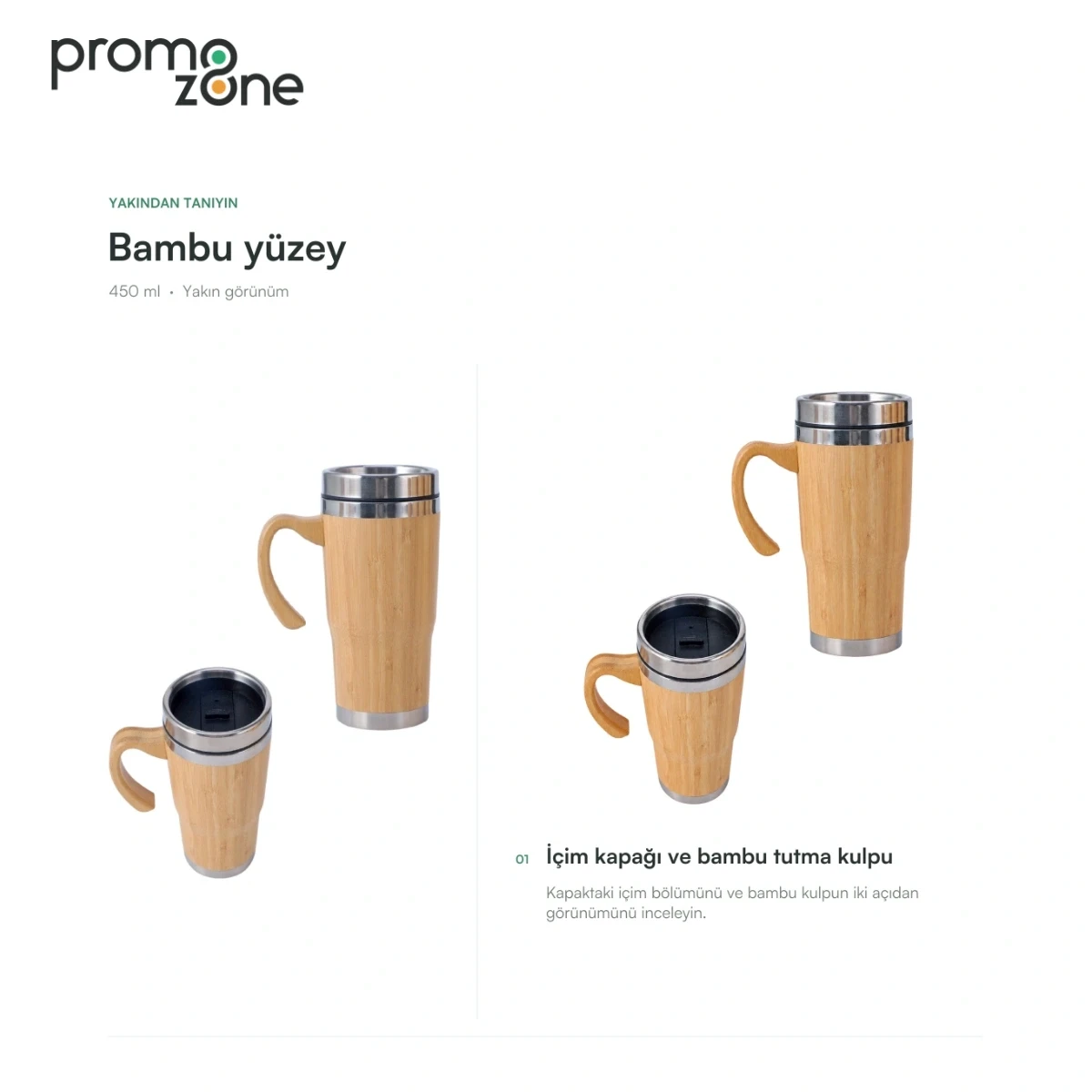 450 ml Bambu Gövdeli Termos Bardak
