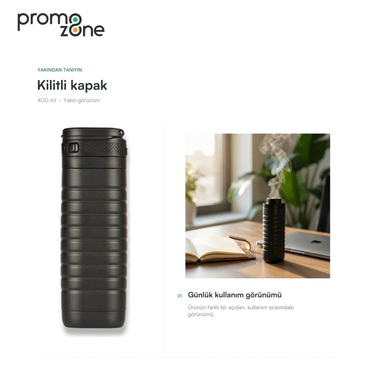 400 ml Kilitli Kapaklı Termos — özelliklerin yakından görünümü