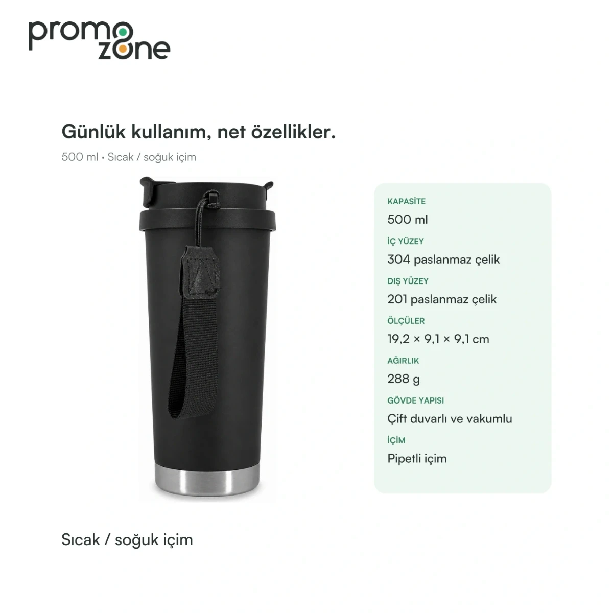 500 ml Çift Sıcak ve Soğuk İçimli Termos Bardak