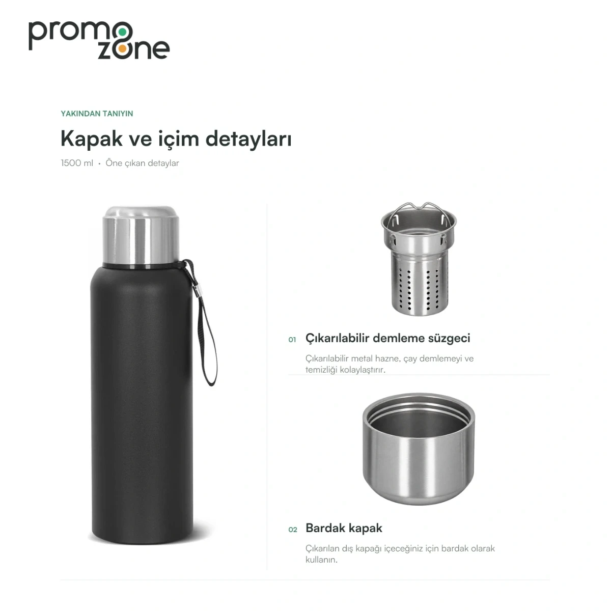 1500 ml Kaydırmaz Tabanlı Termos