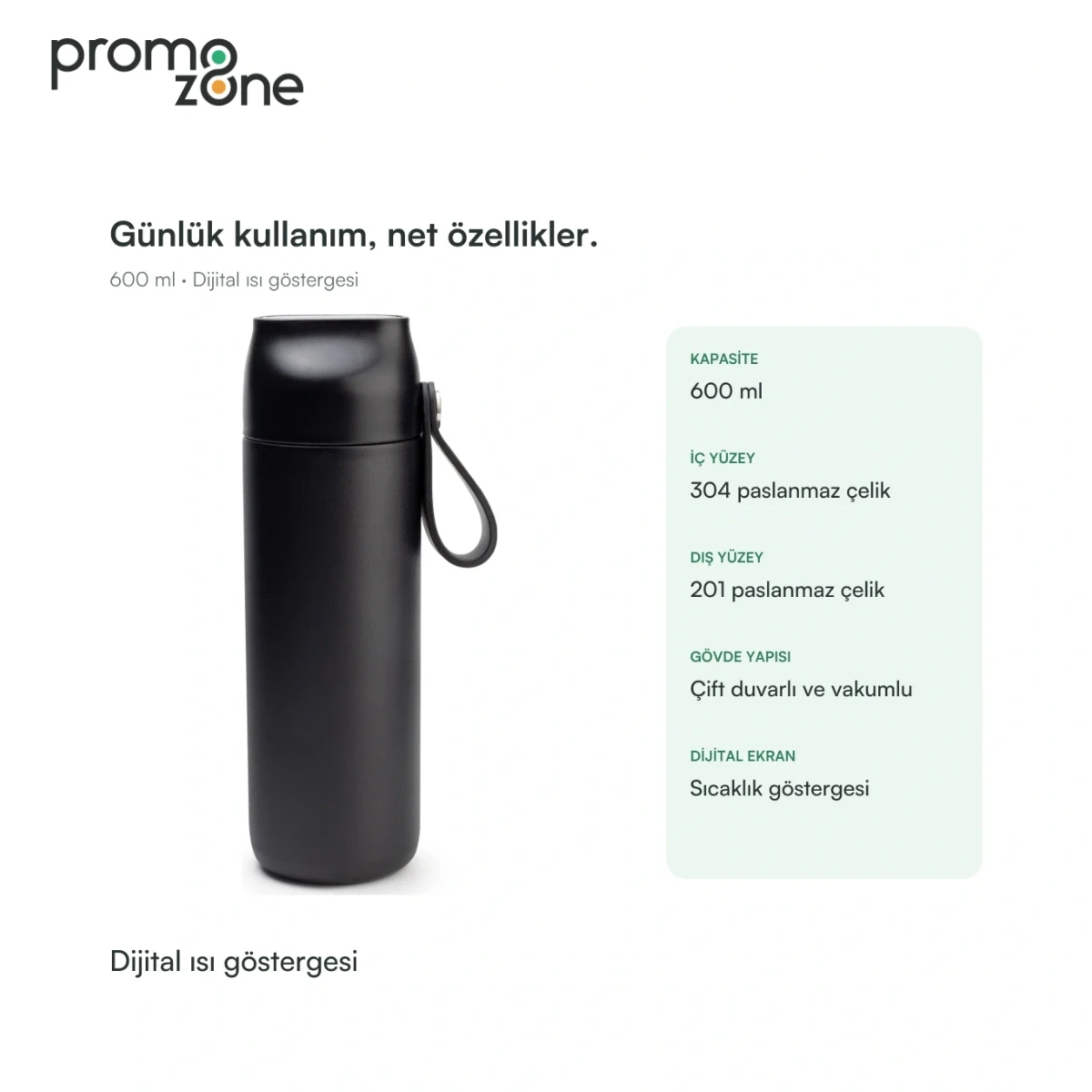 600 ml Dijital Sıcaklık Göstergeli Termos