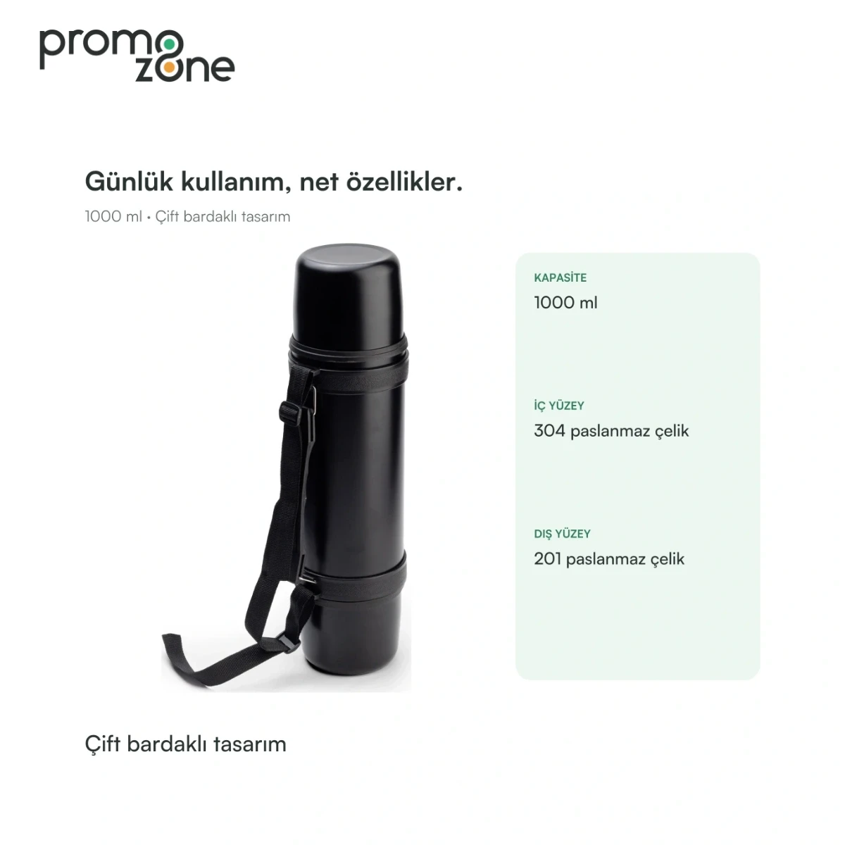 1000 ml Çift Bardaklı Termos Bardak