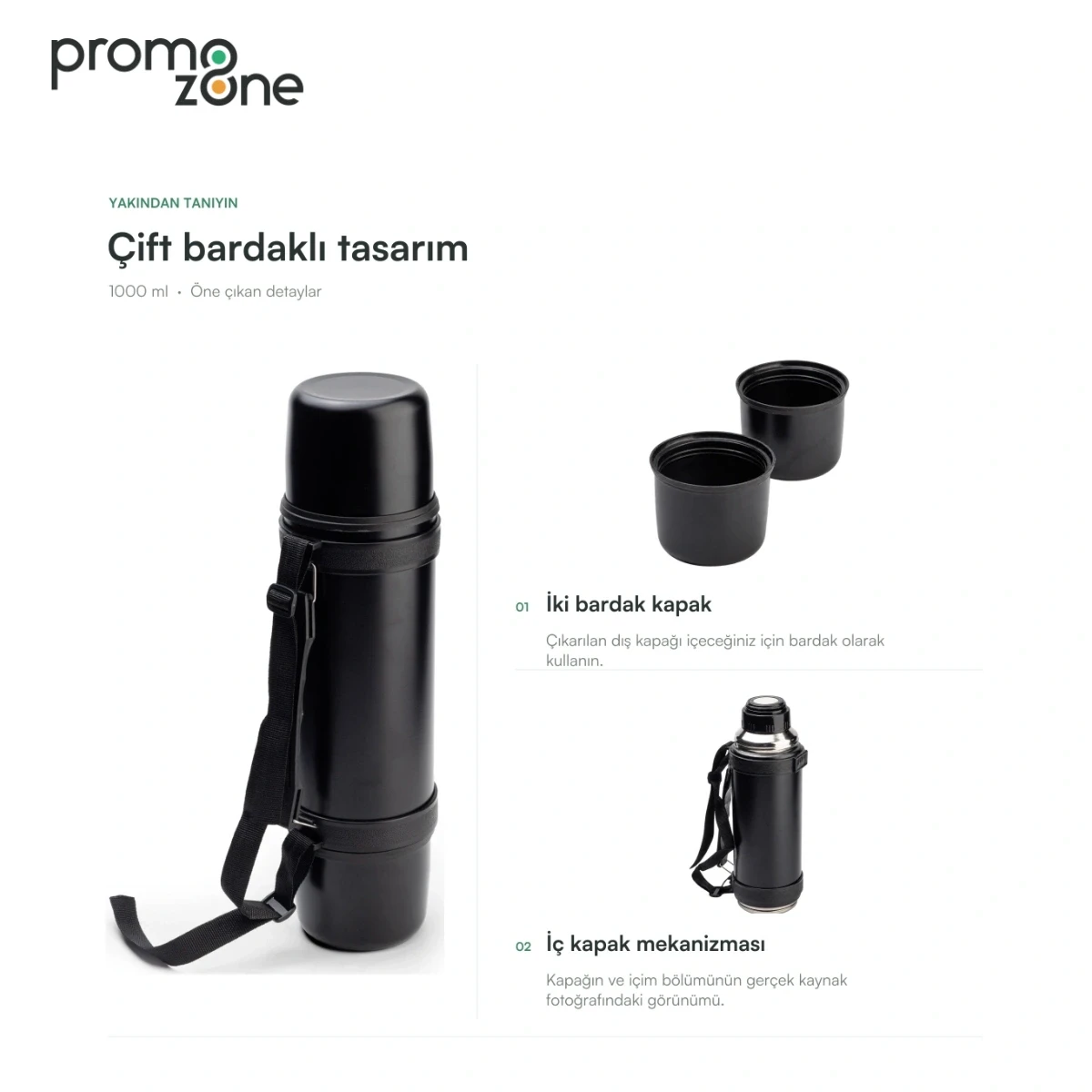 1000 ml Çift Bardaklı Termos Bardak