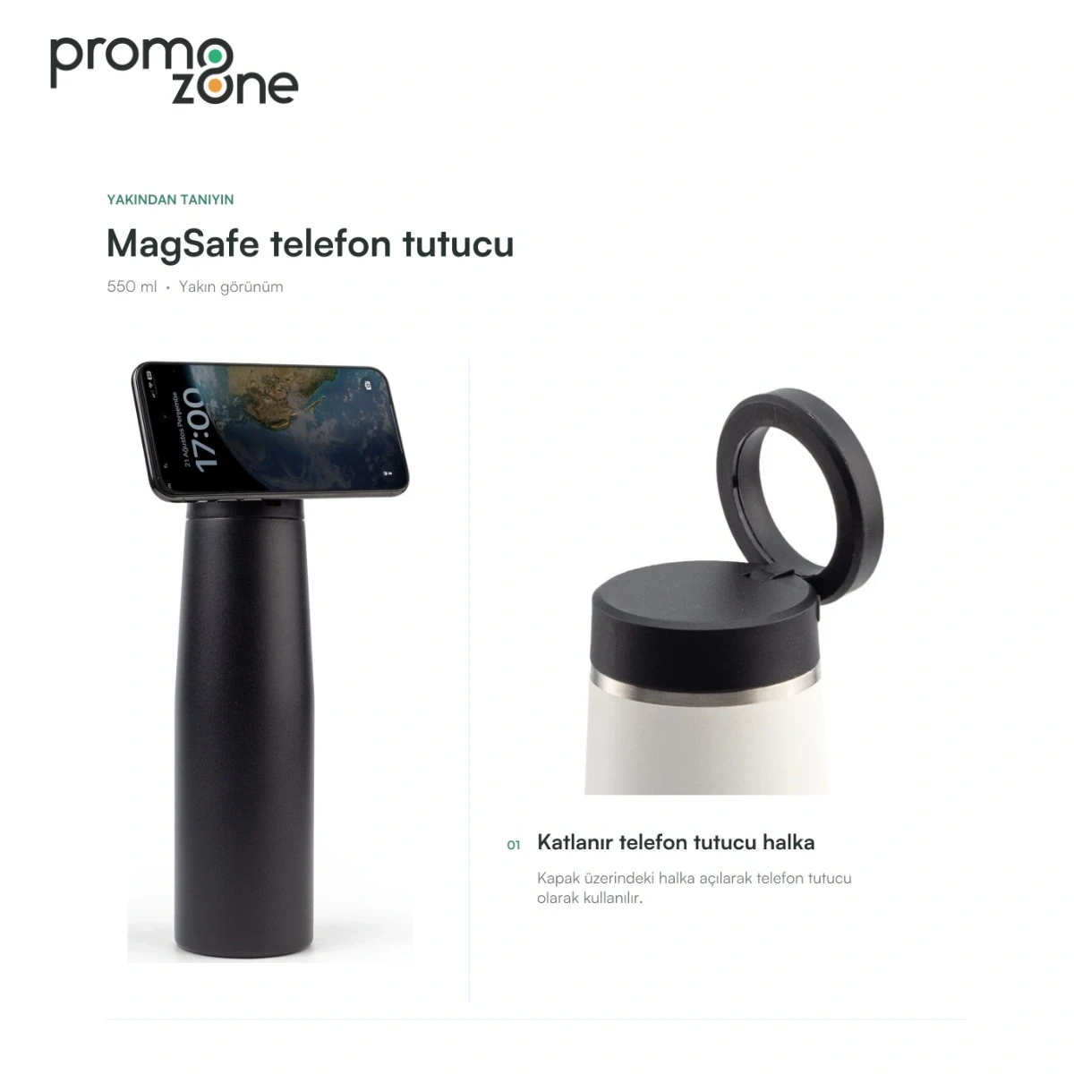 550 ml MagSafe Telefon Tutuculu Termos Bardak