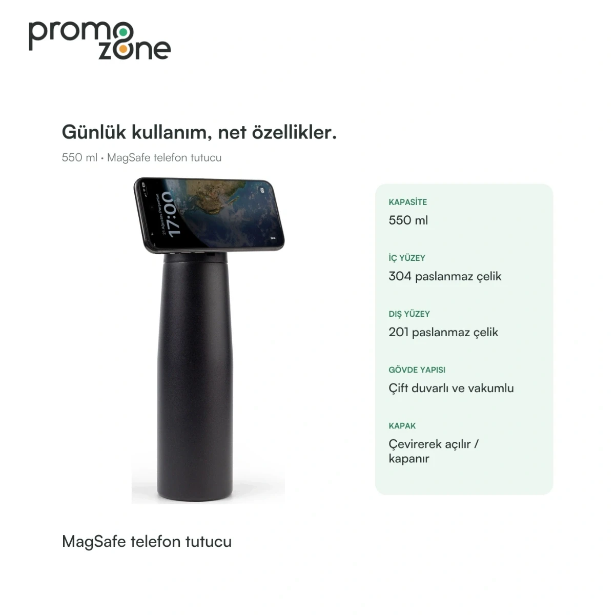 550 ml MagSafe Telefon Tutuculu Termos Bardak