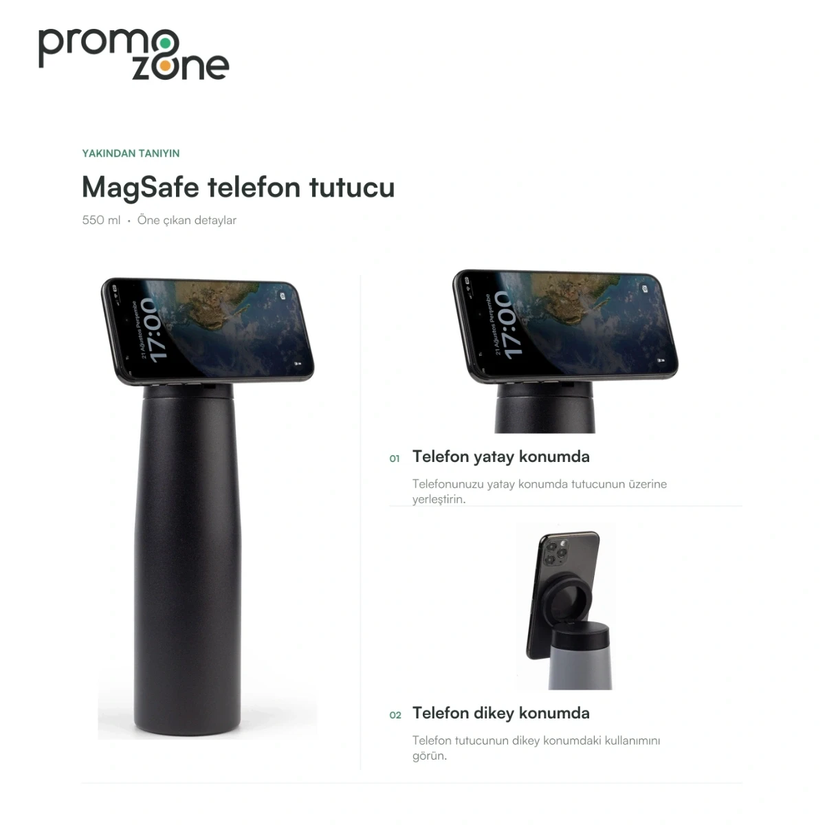 550 ml MagSafe Telefon Tutuculu Termos Bardak