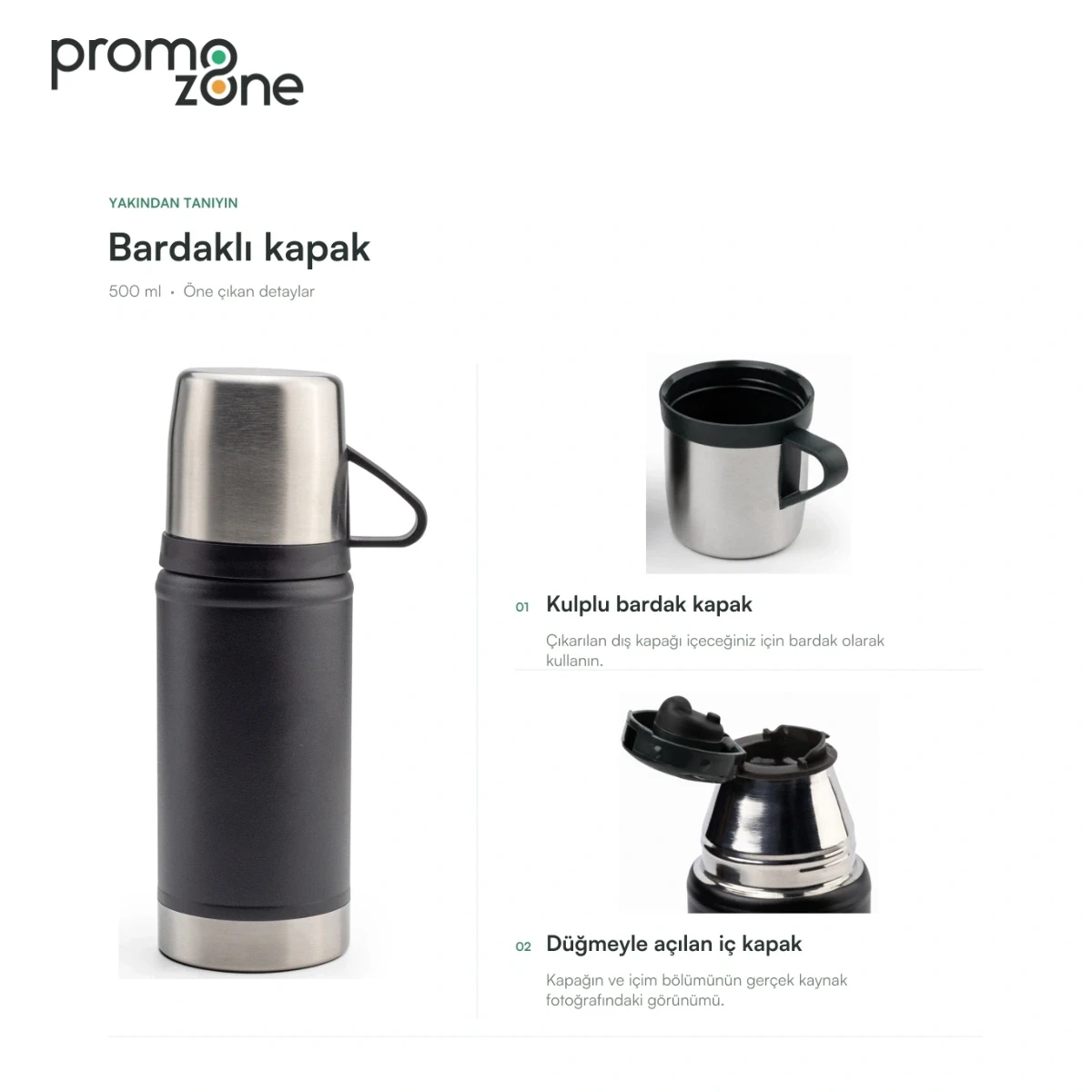 500 ml Bardak Kapaklı Termos Bardak