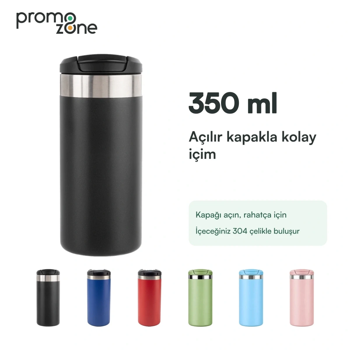 350 ml Açılır İçim Kapaklı Termos Bardak