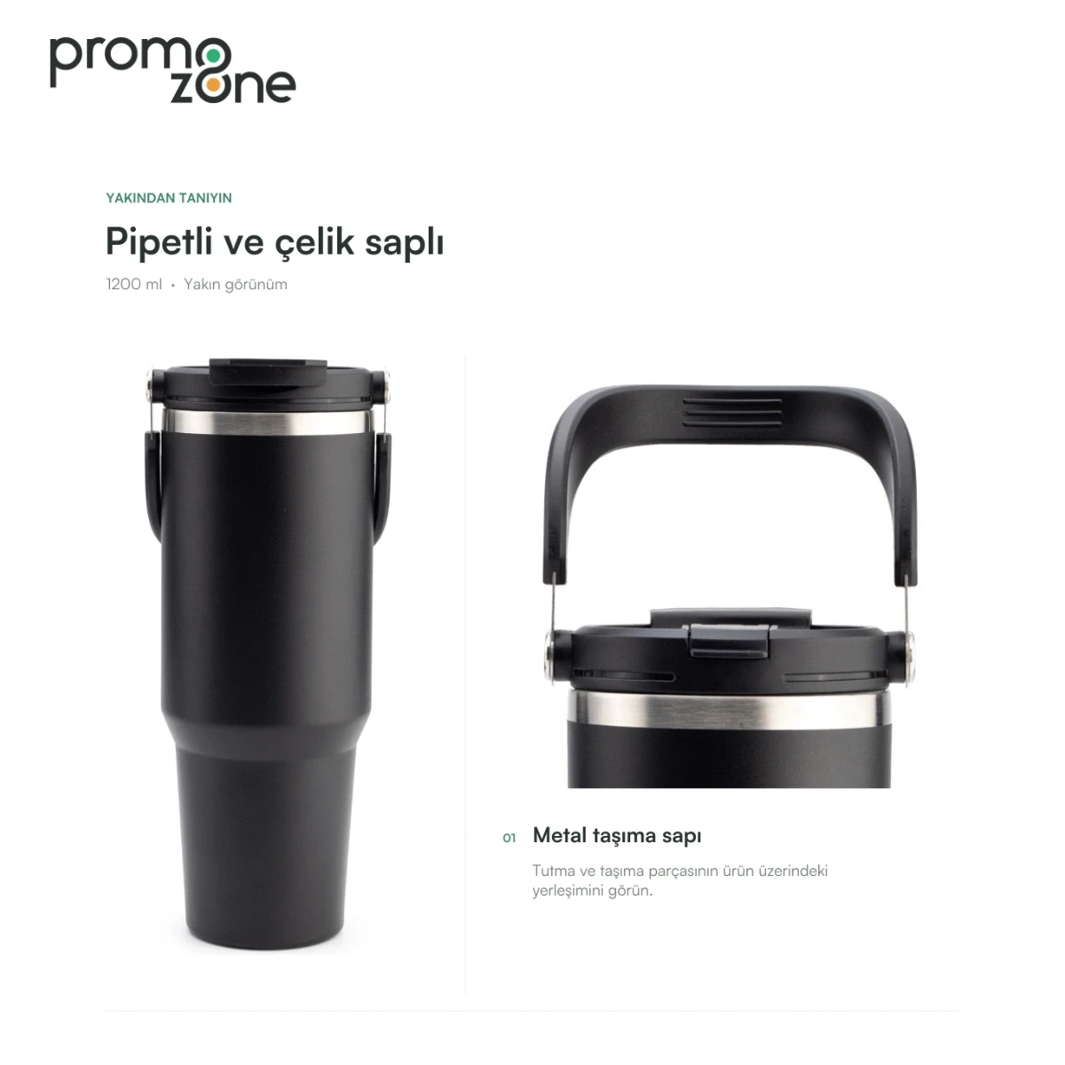 1200 ml Pipetli Çelik Saplı Termos