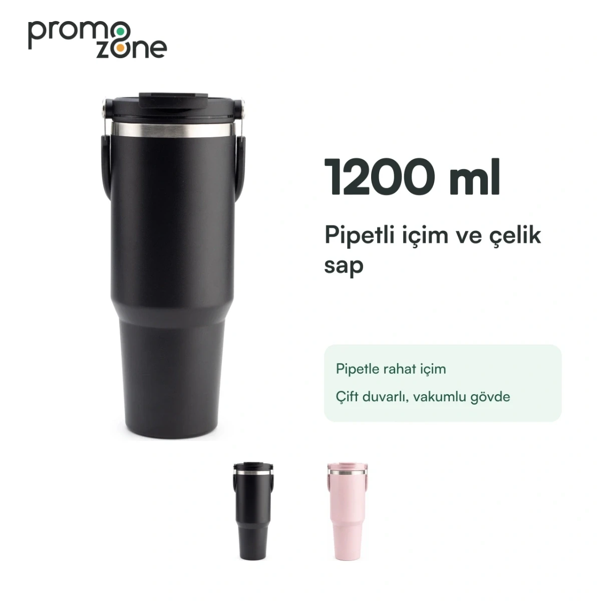 1200 ml Pipetli Çelik Saplı Termos