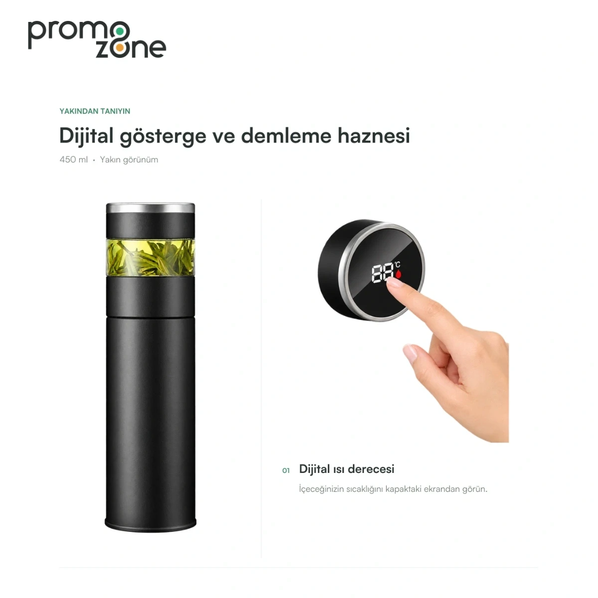 450 ml Cam Demlikli Termos
